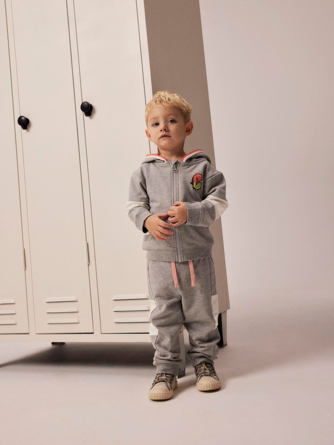 Pantalón Chándal Bicolor Junior Gris/Blanco