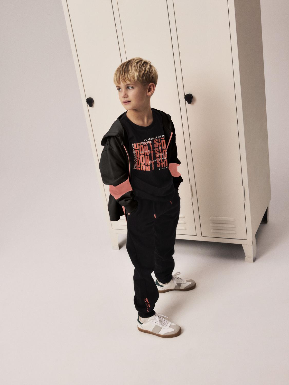 Sudadera Bicolor Negro/Coral Kid