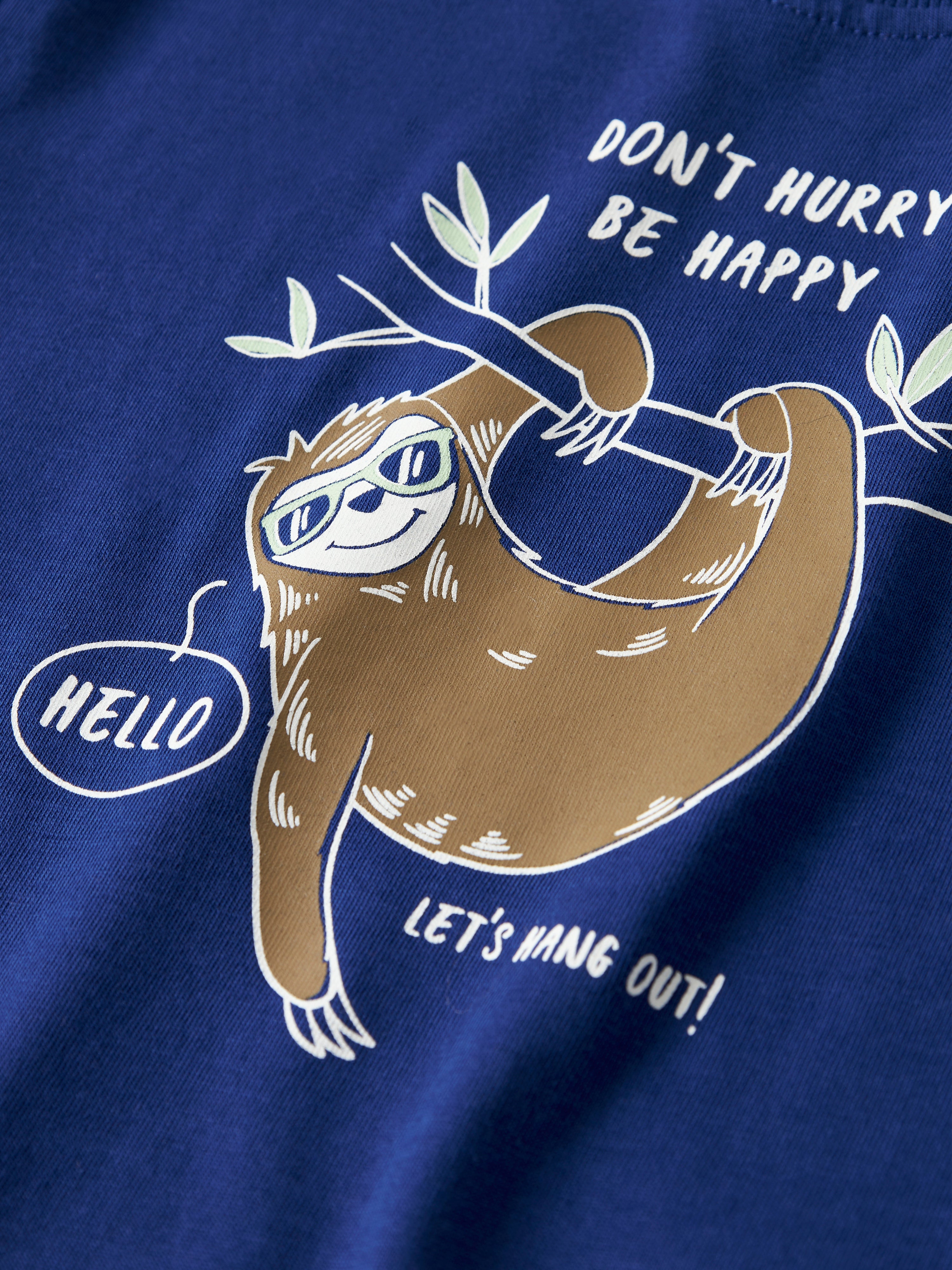 Camiseta Perezoso Azul Mini