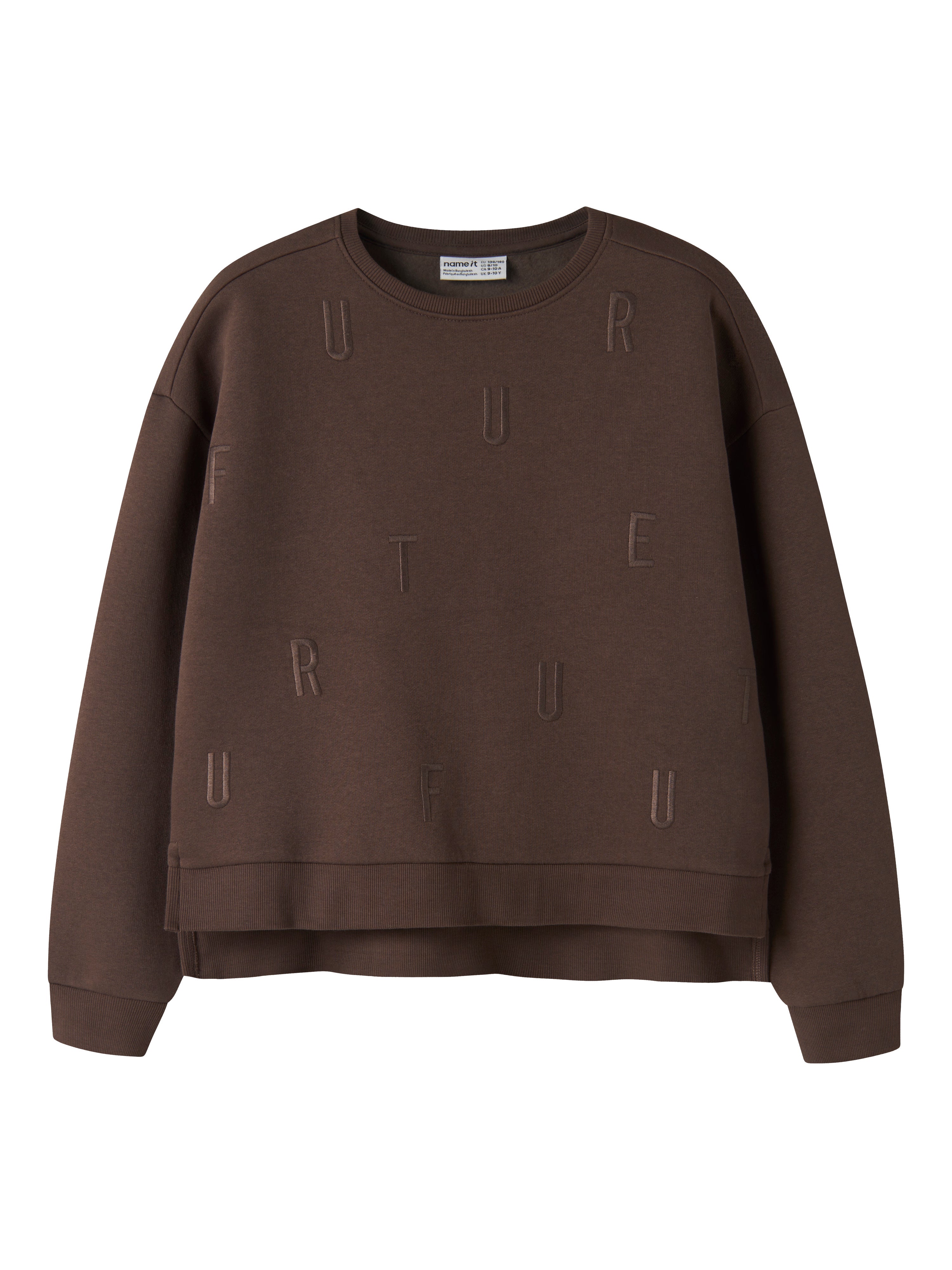 Sudadera Letras Marrón Kid