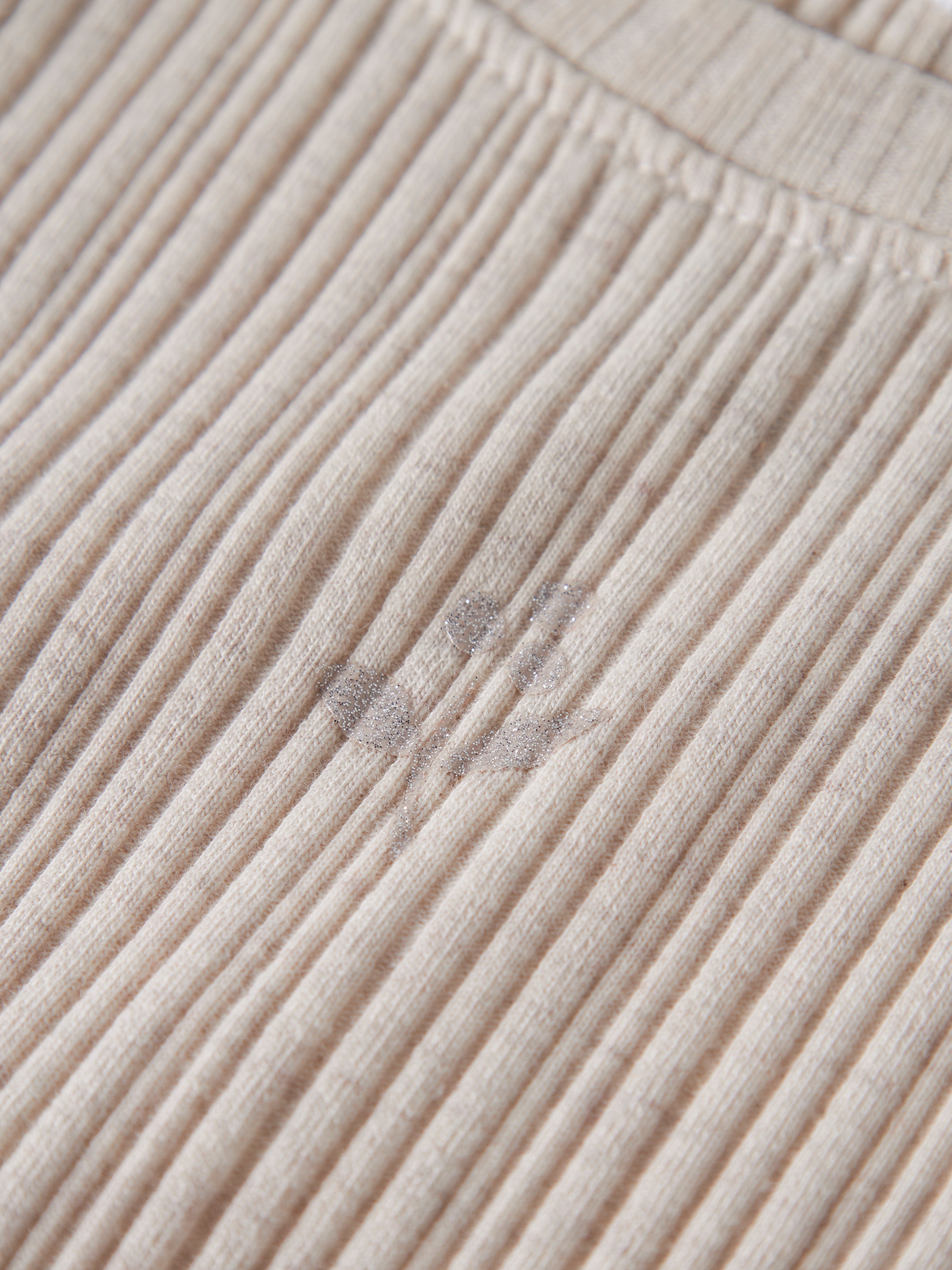 Camiseta Beige Canalé Volantes Mini