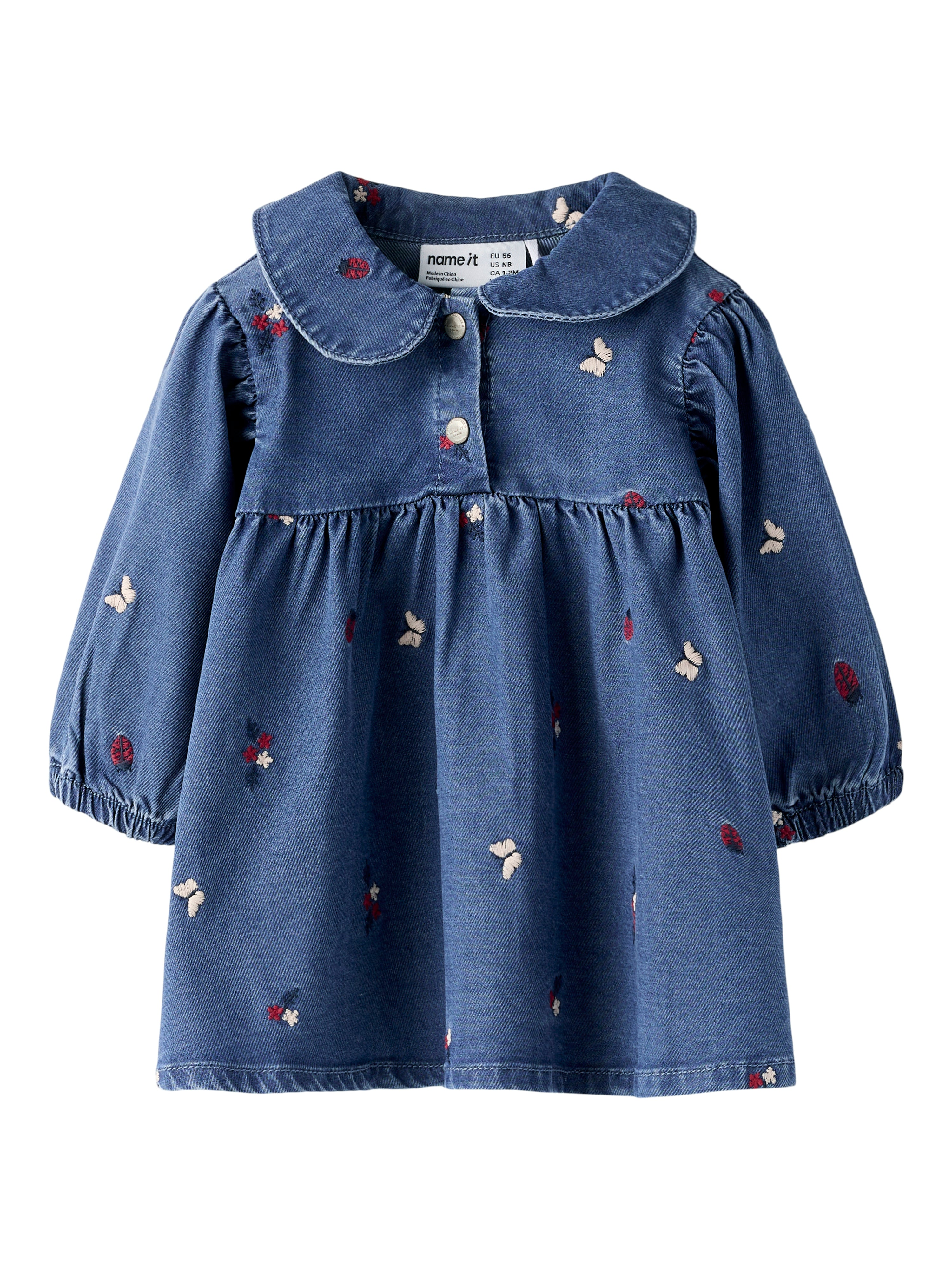 Vestido Bordado Denim Oscuro Bebé