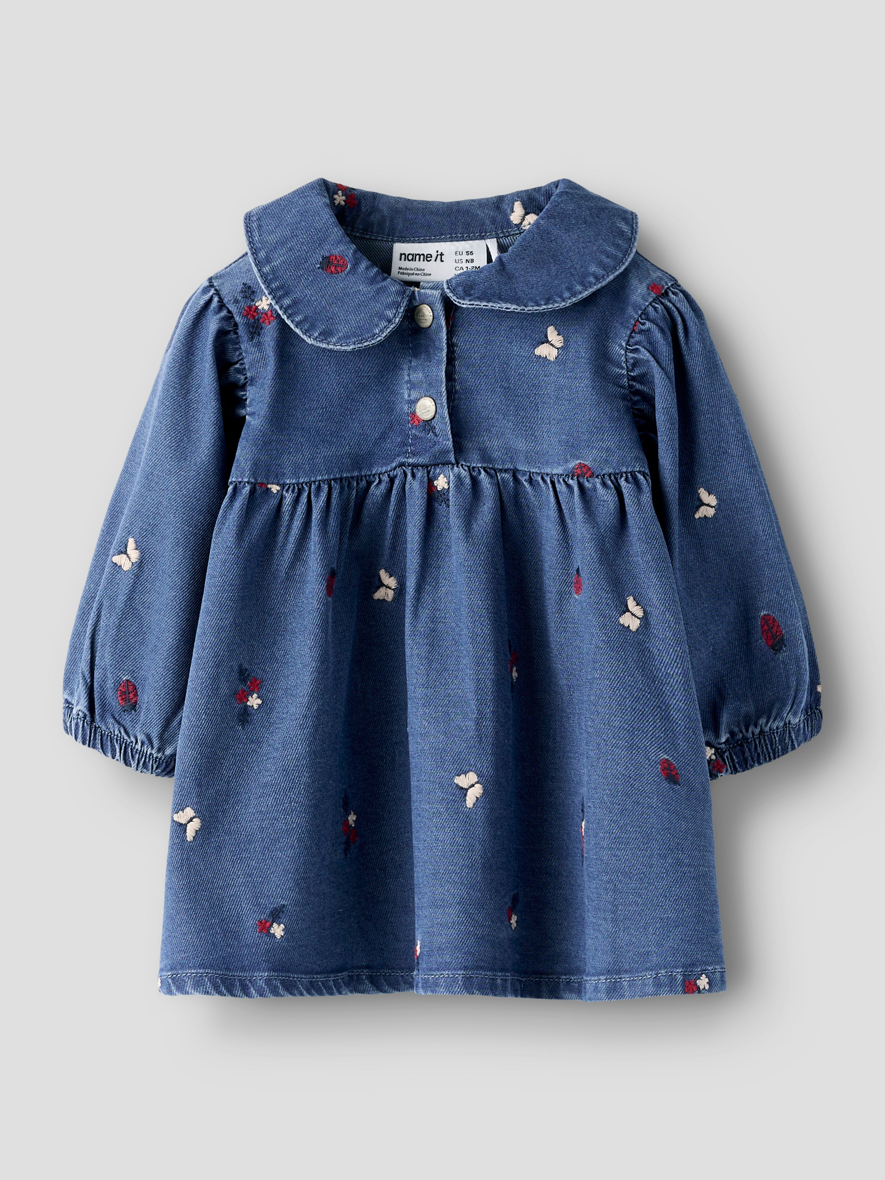 Vestido Bordado Denim Oscuro Bebé