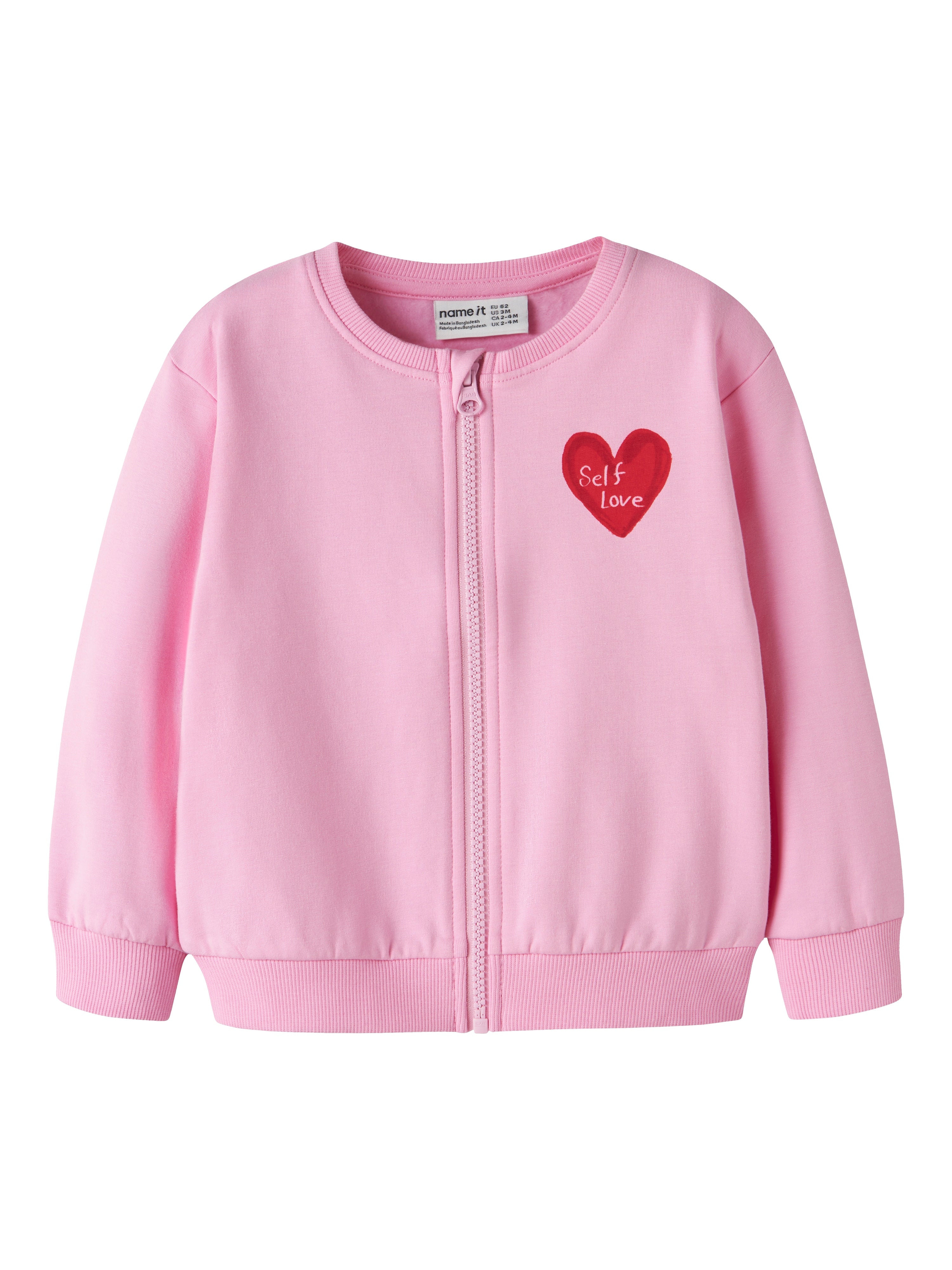 Sudadera Cremallera Corazón Rosa Mini