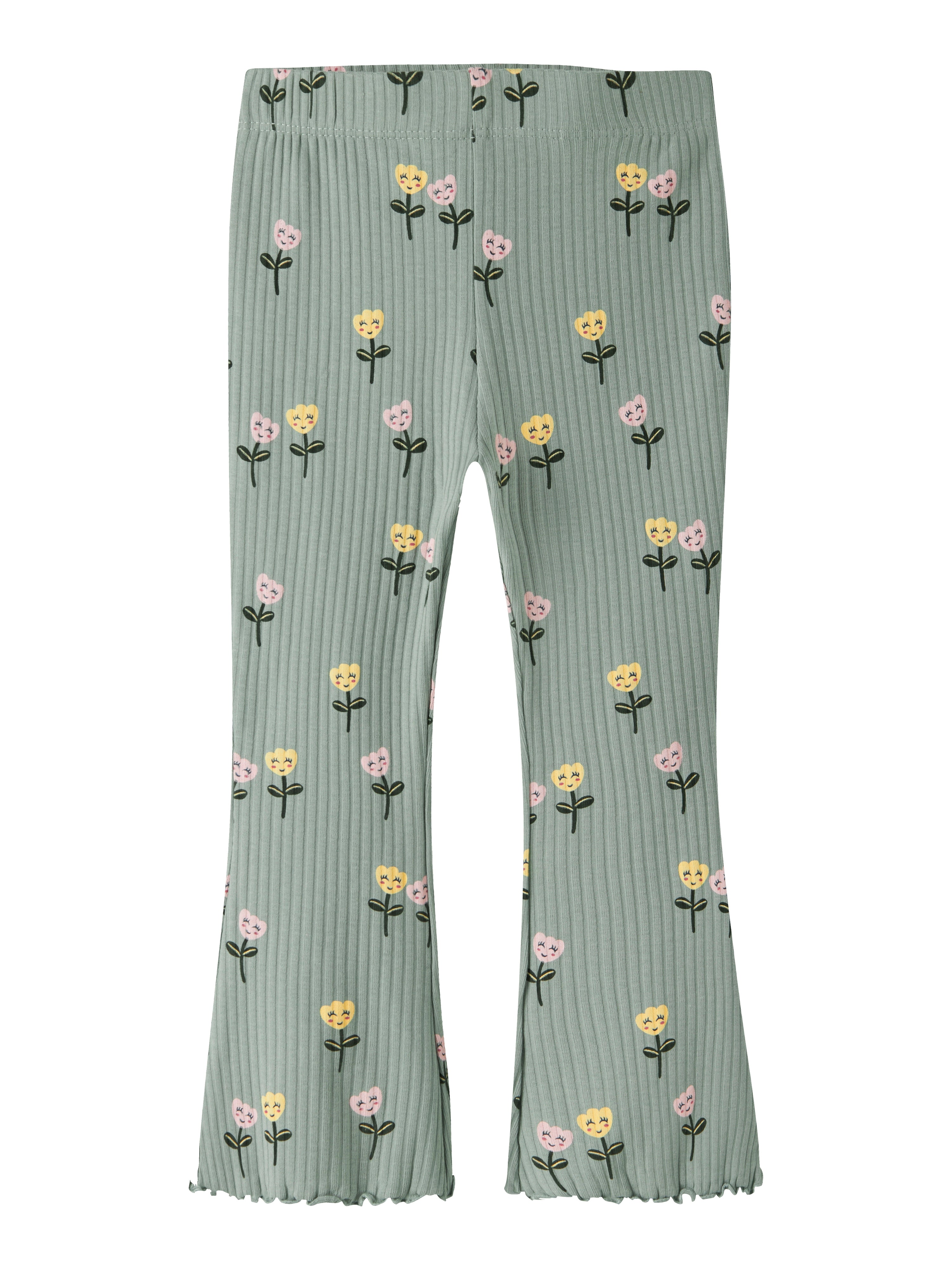 Legging Flare Verde Flores Mini
