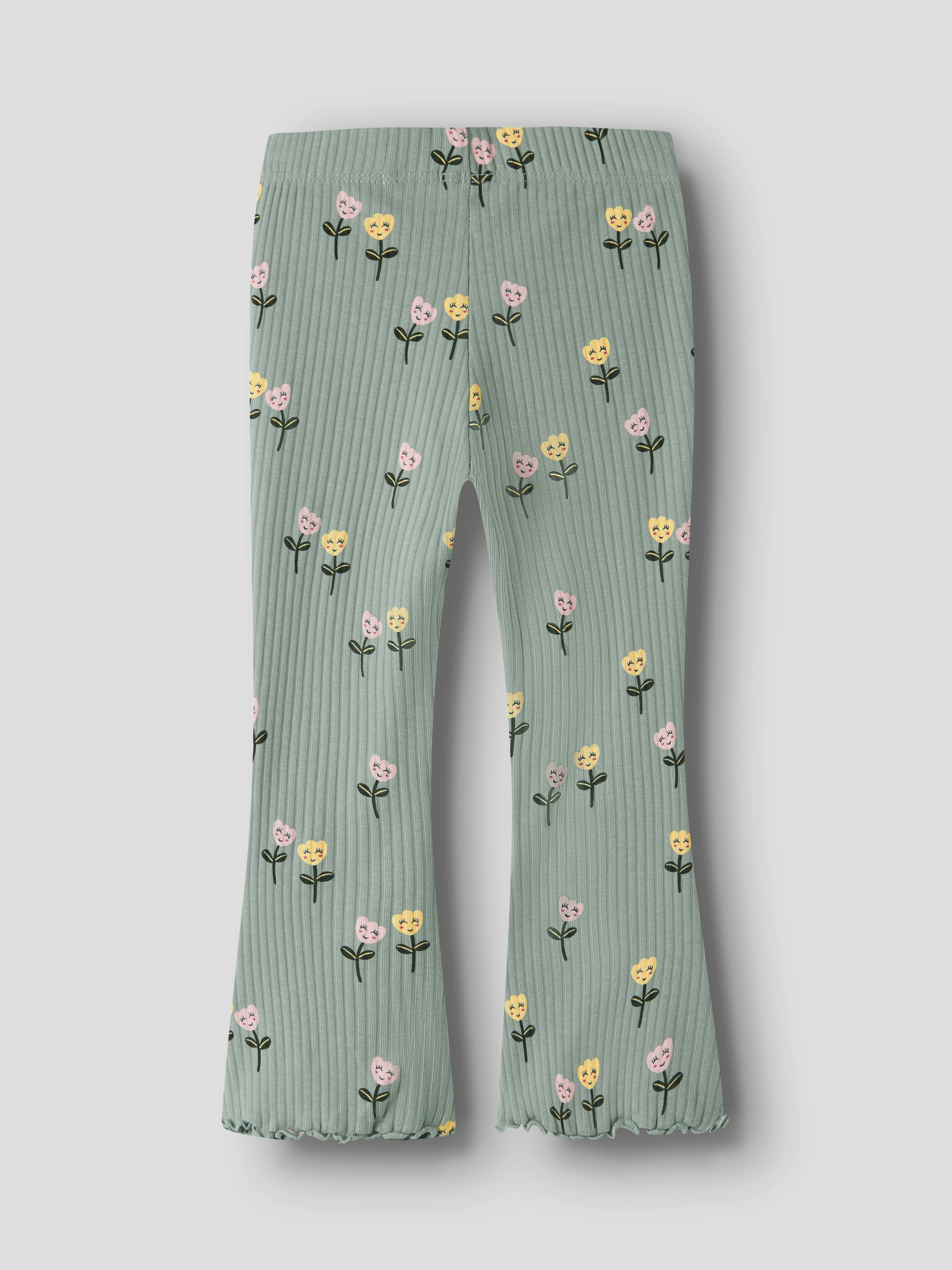 Legging Flare Verde Flores Mini