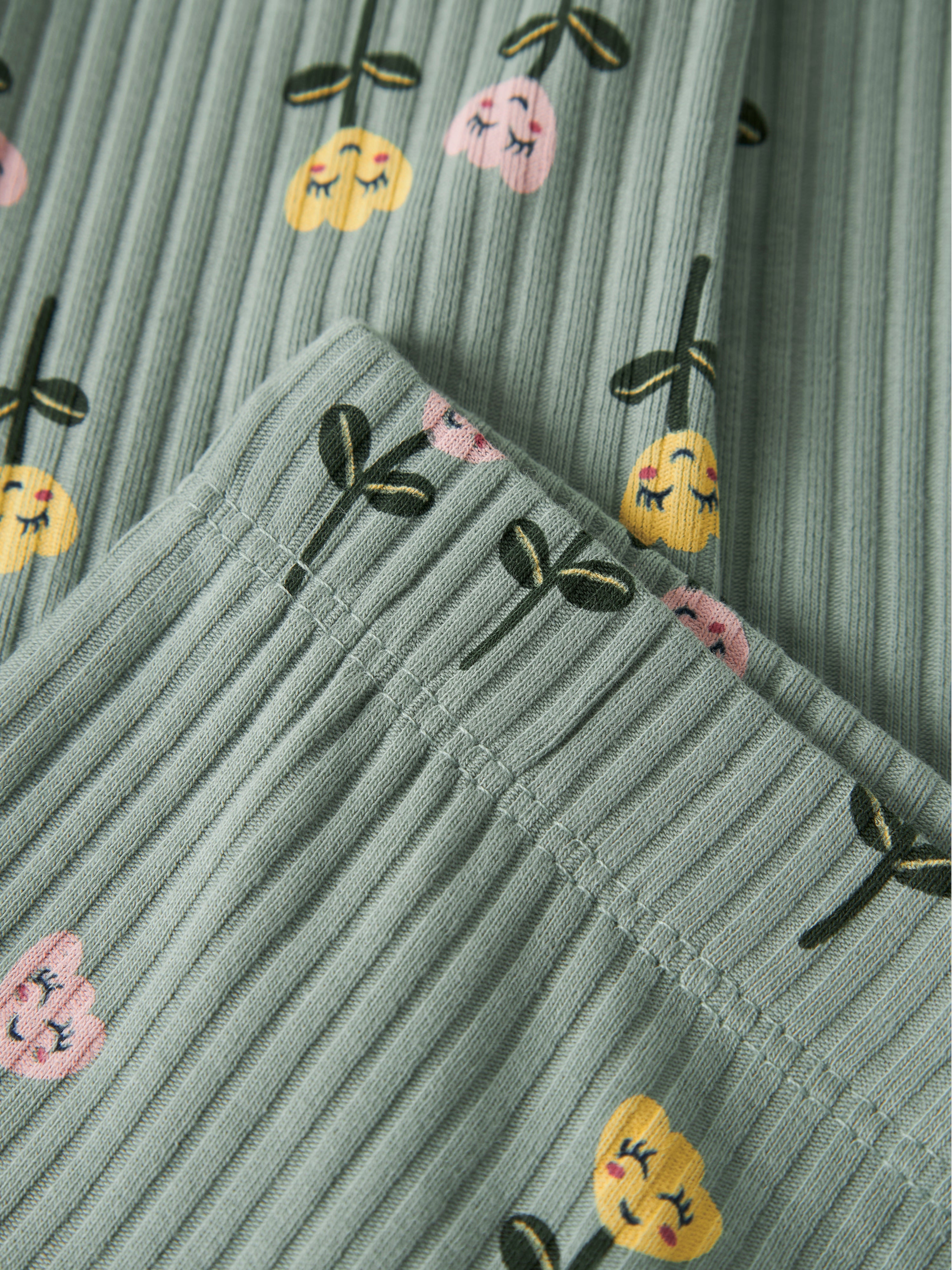 Legging Flare Verde Flores Mini