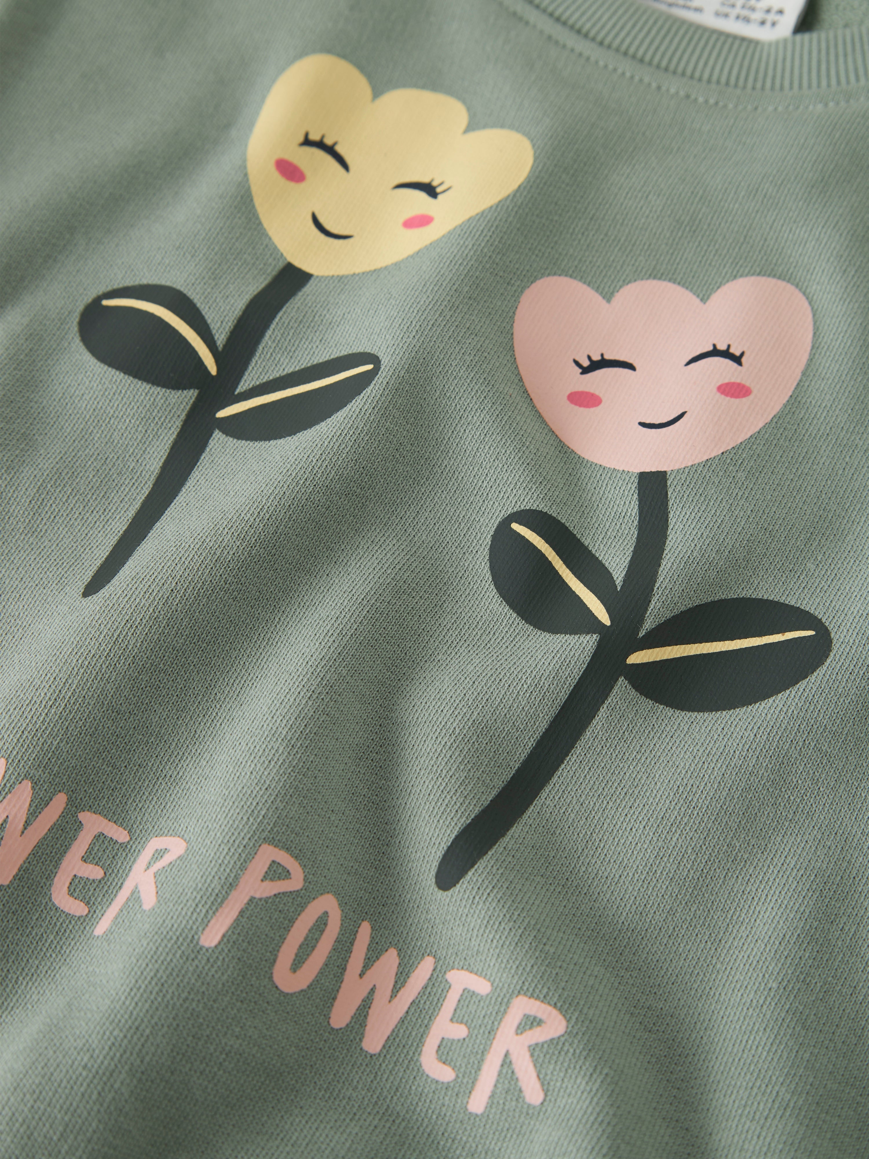Sudadera Flower Power Verde Mini