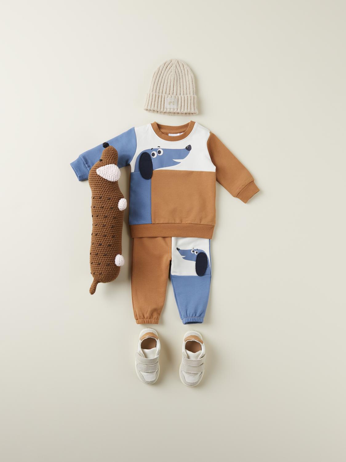 Sudadera Tricolor Perrito Bebé Marrón