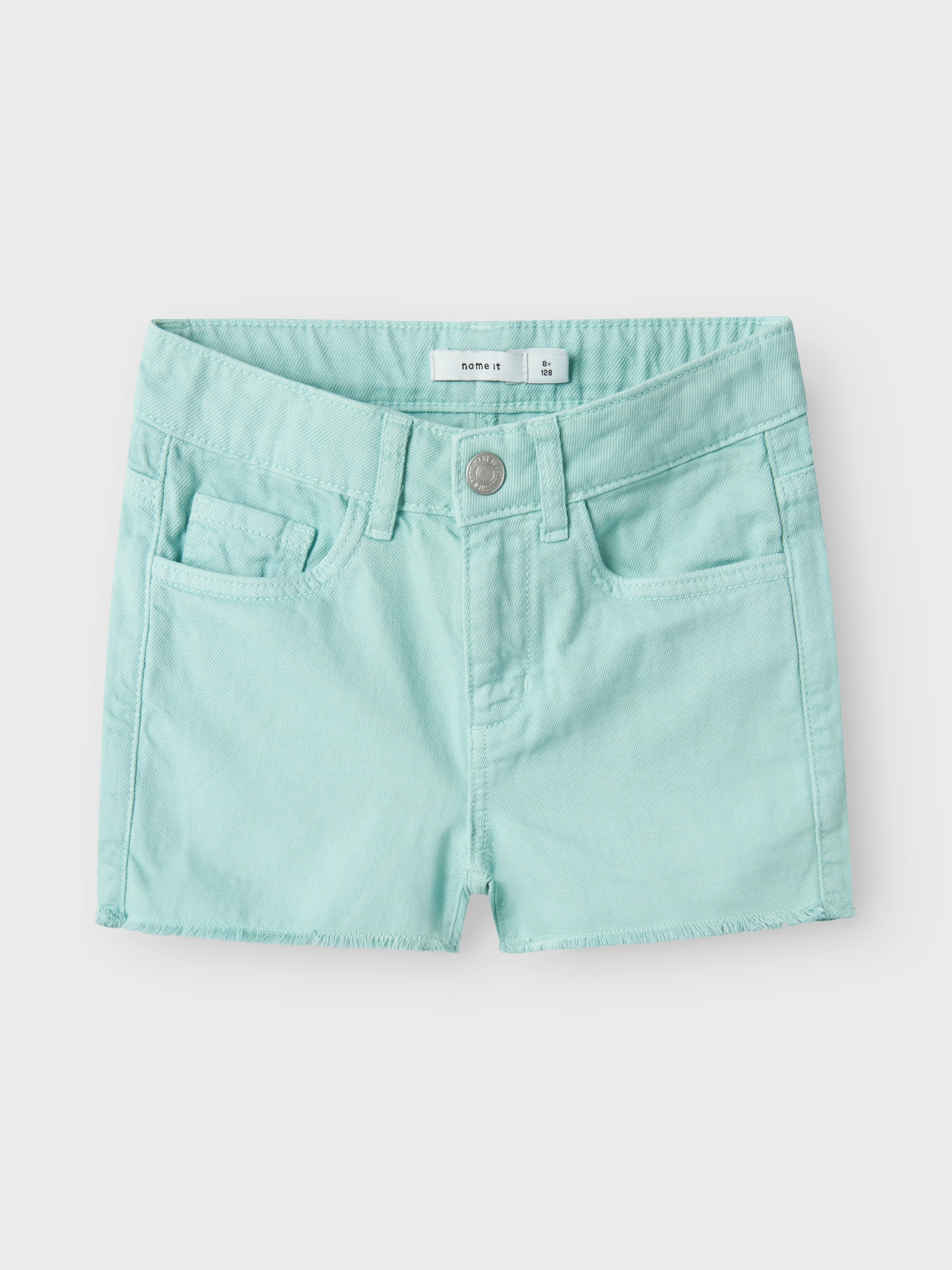 Short Vaquero Deshilachado Verde Agua Mini