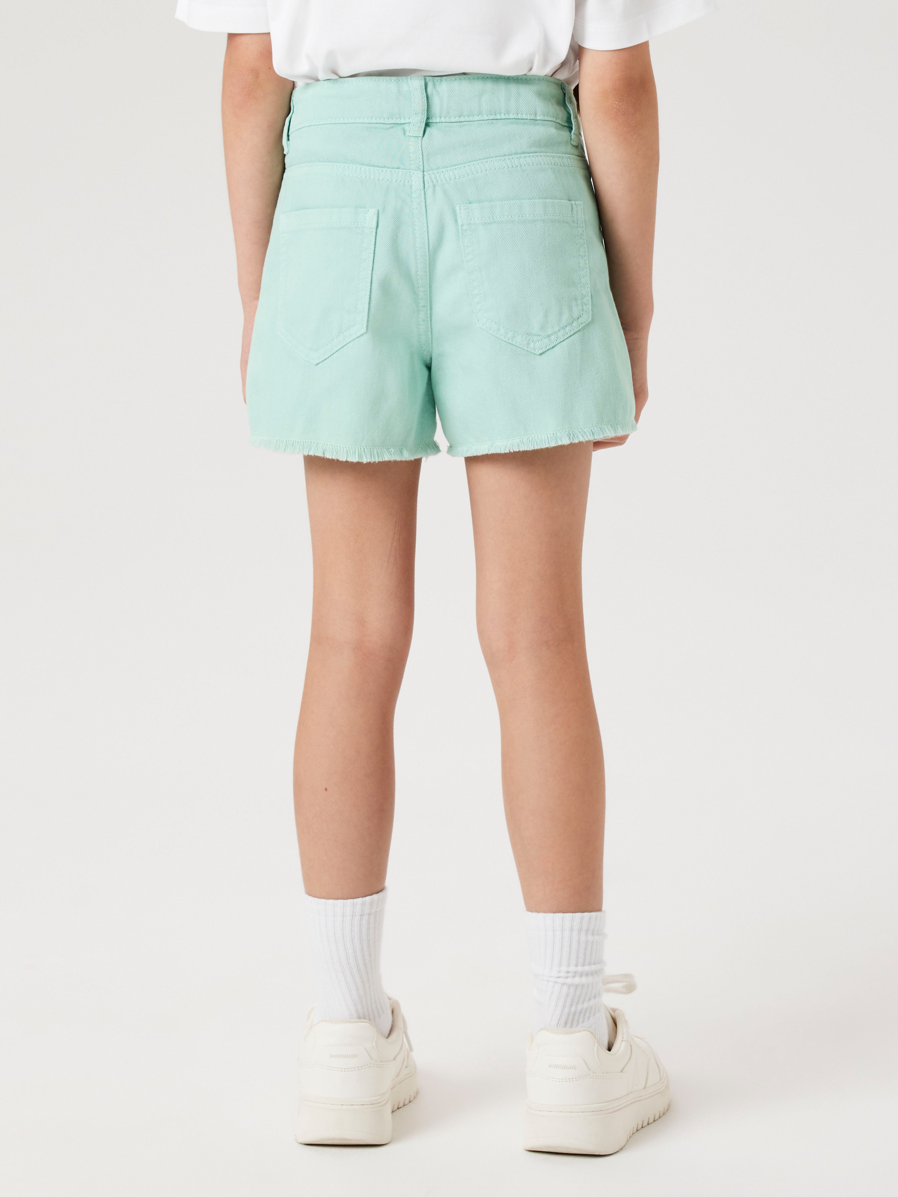 Short Vaquero Deshilachado Verde Agua Mini