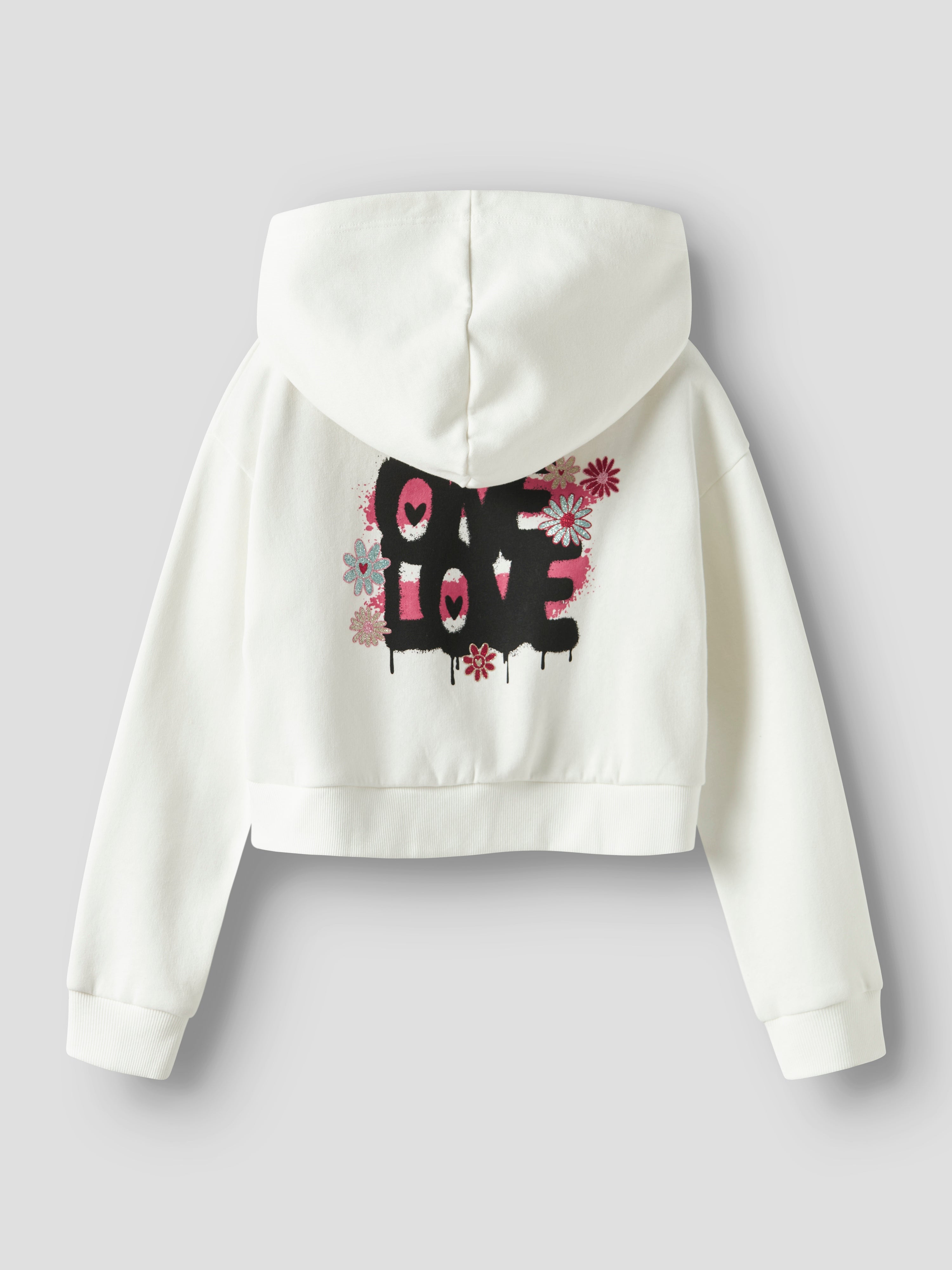 Sudadera Crop Flores Blanca Kid
