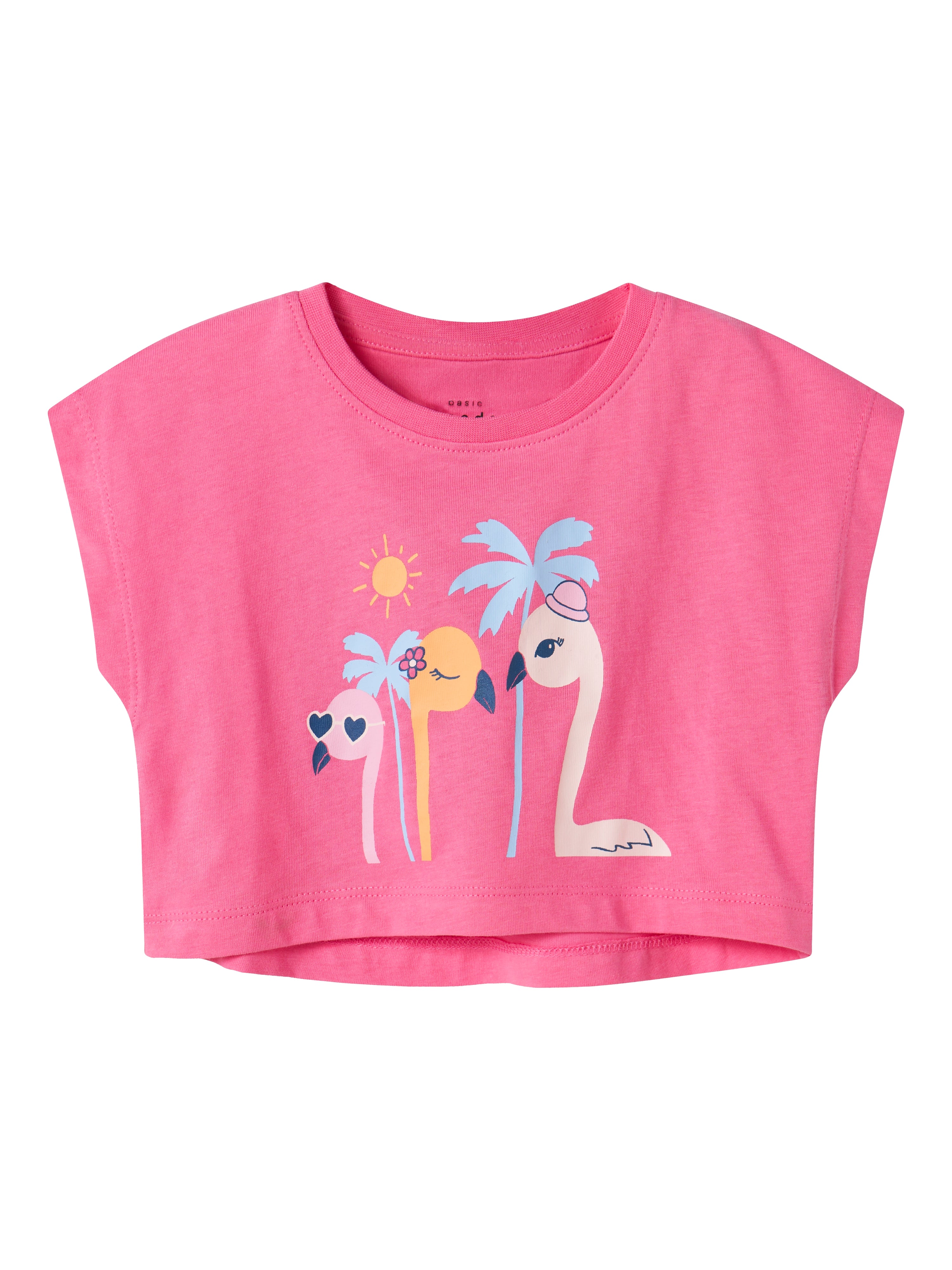 Camiseta Crop Flamingo Rosa