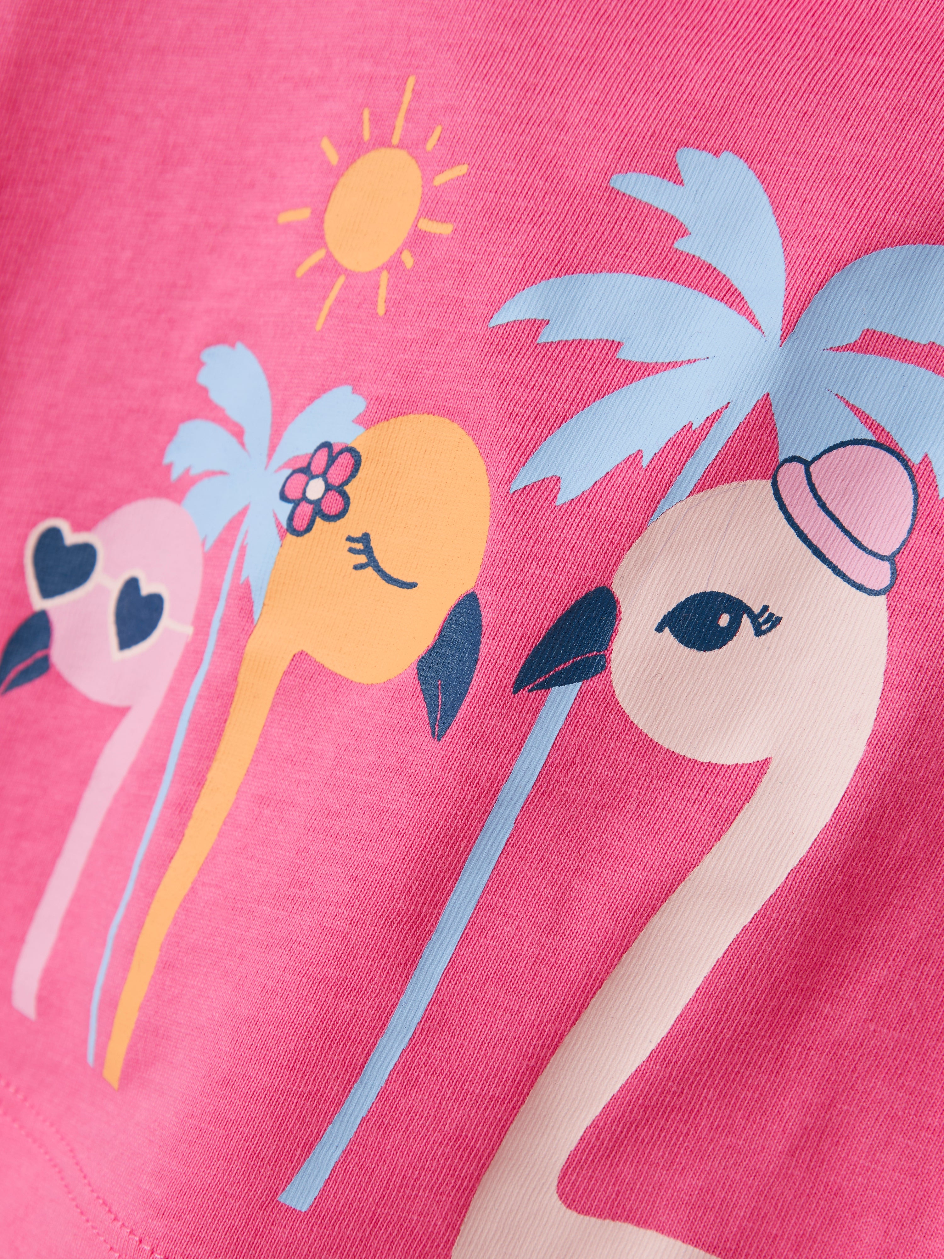 Camiseta Crop Flamingo Rosa