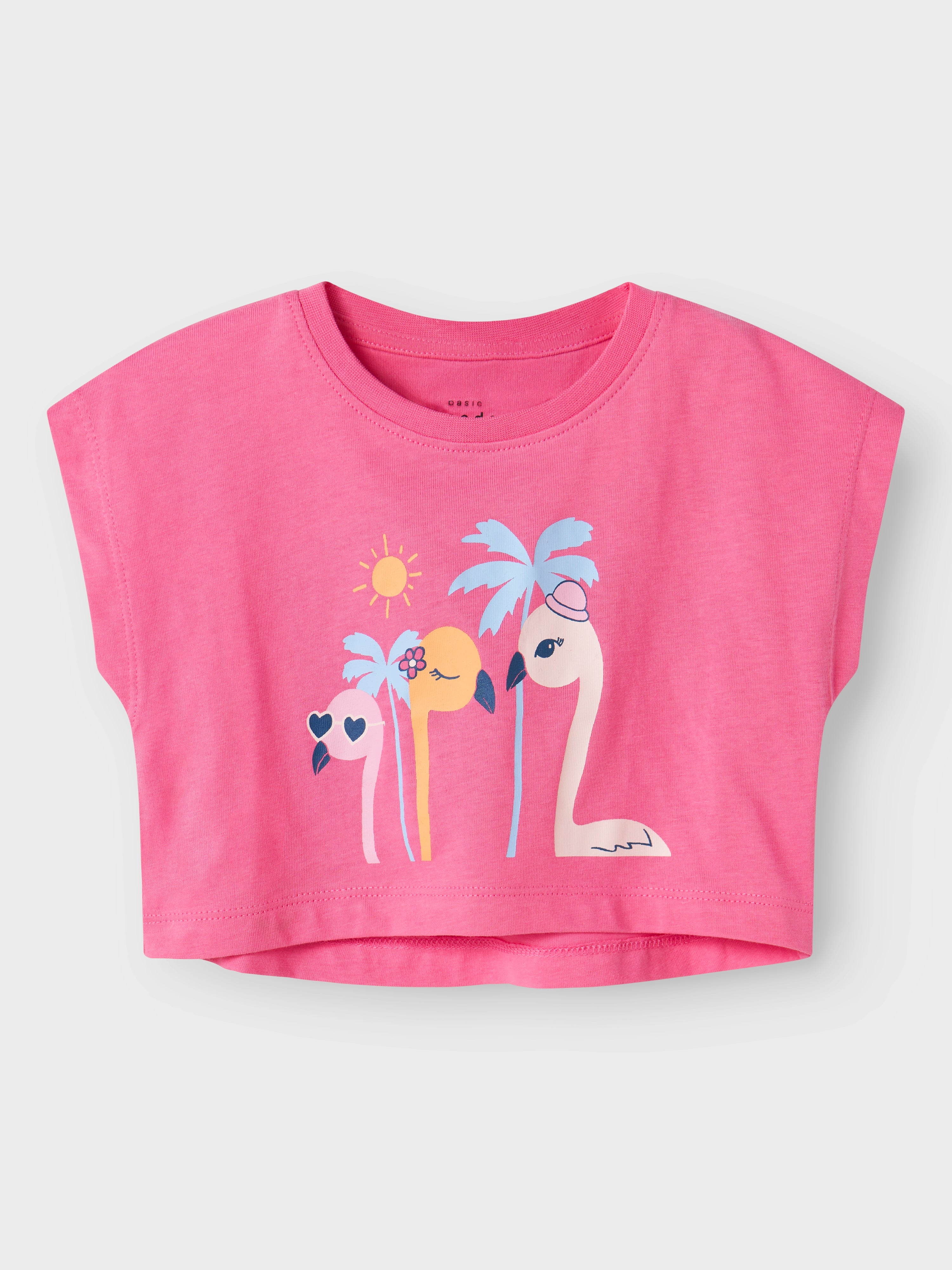 Camiseta Crop Flamingo Rosa