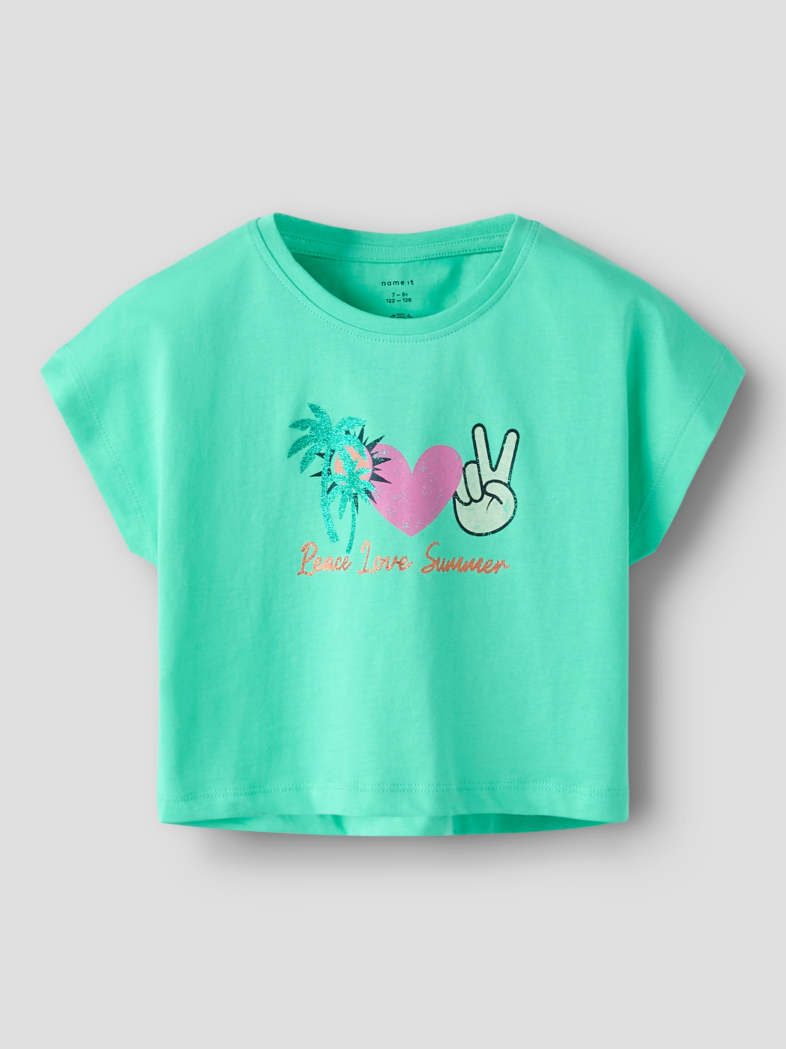 Camiseta Summer Turquesa Crop