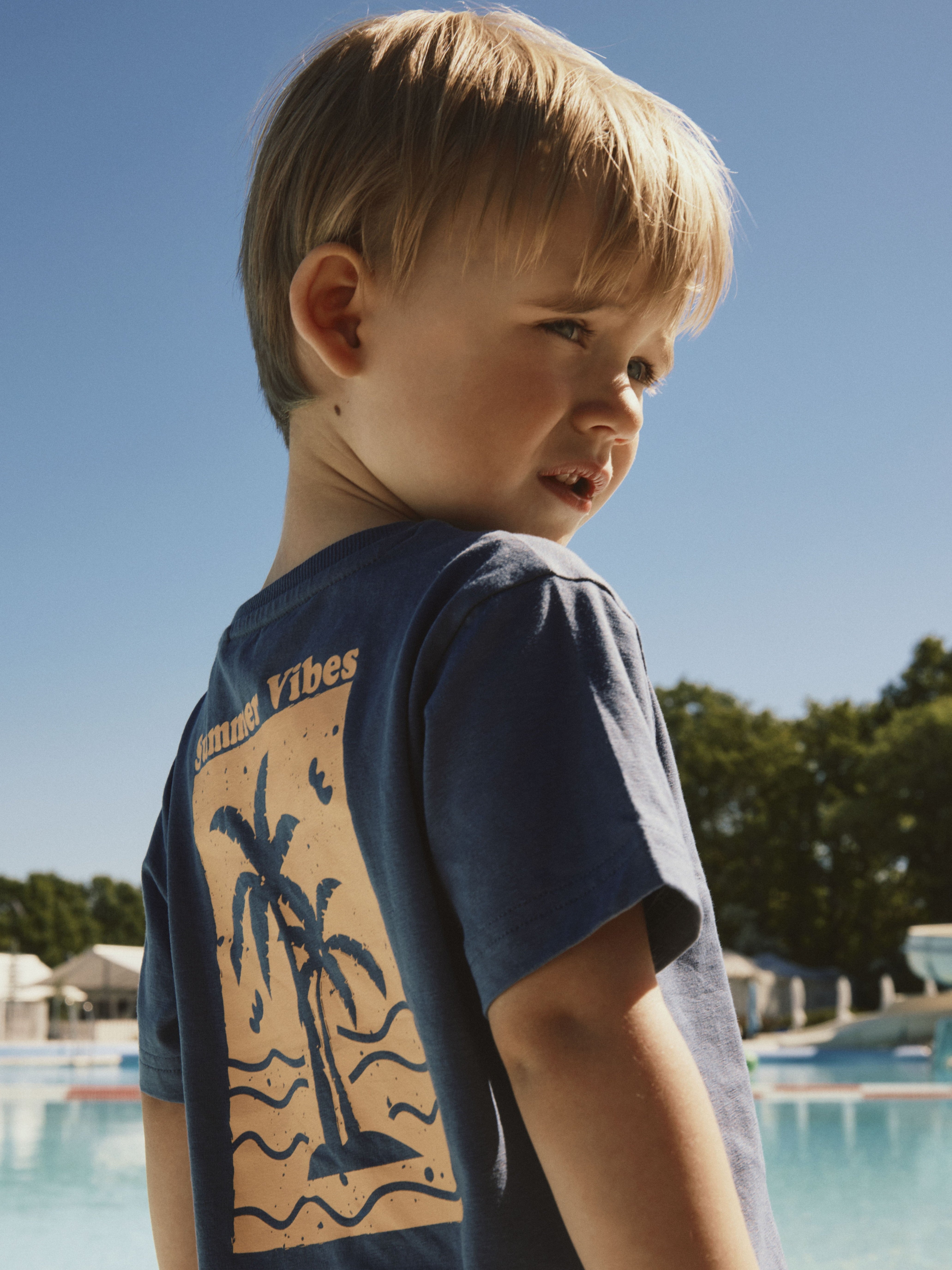 Camiseta Palmeras Azul Mini