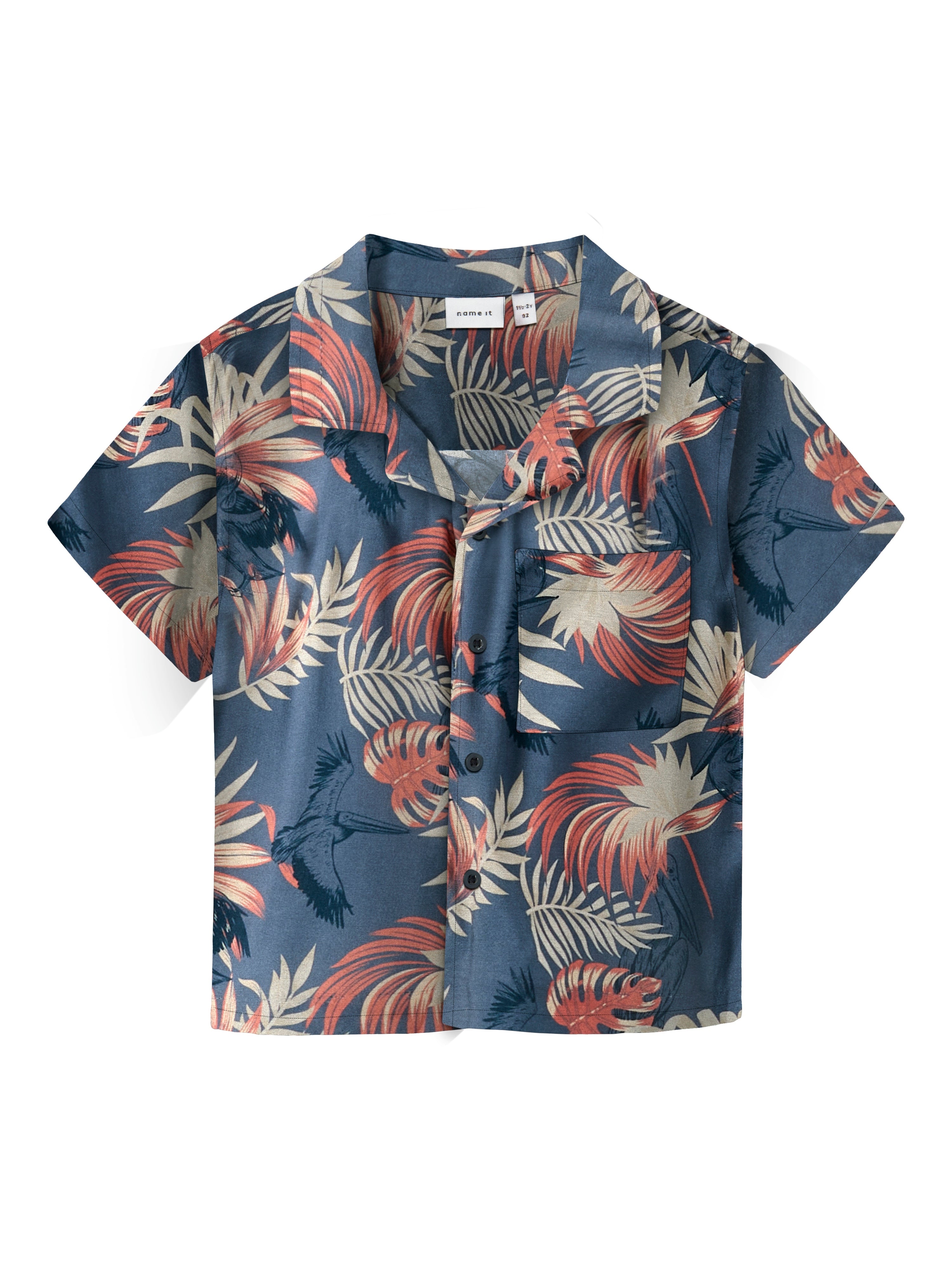 Camisa Tropical Azul Mini