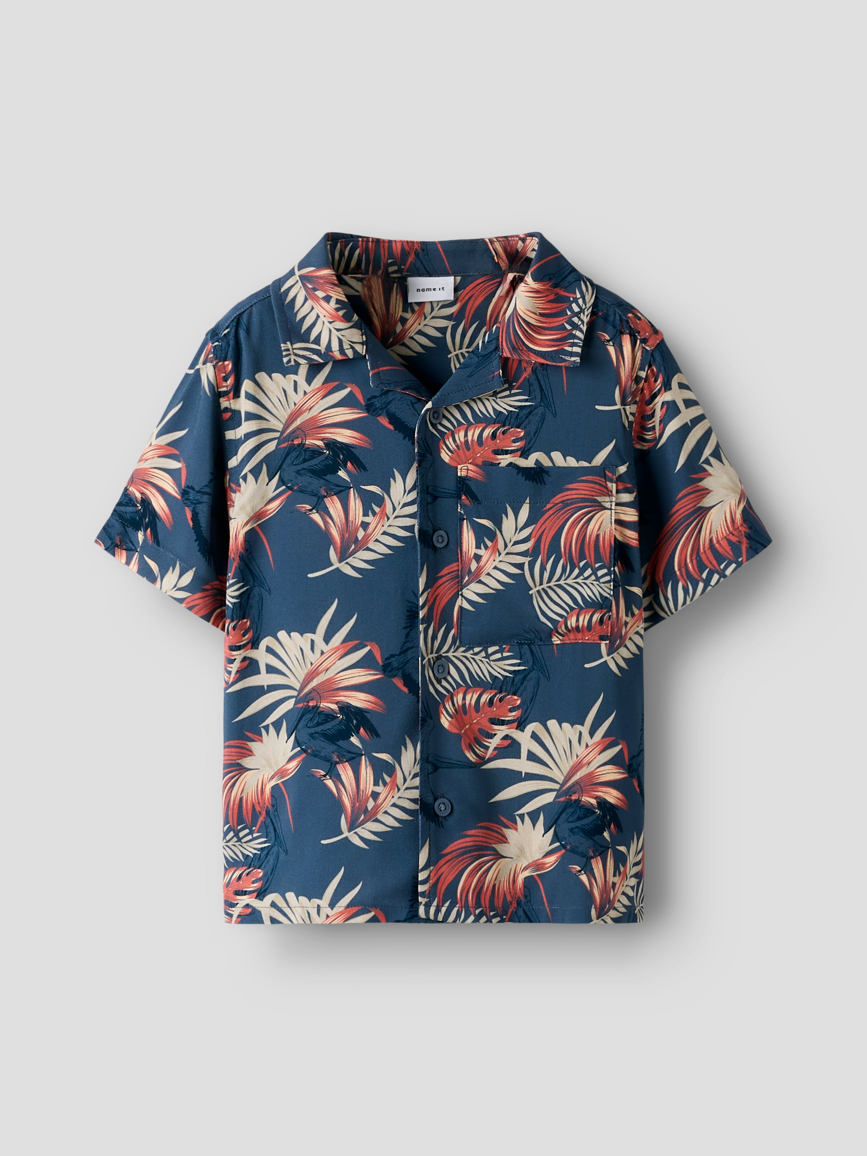 Camisa Tropical Azul Mini
