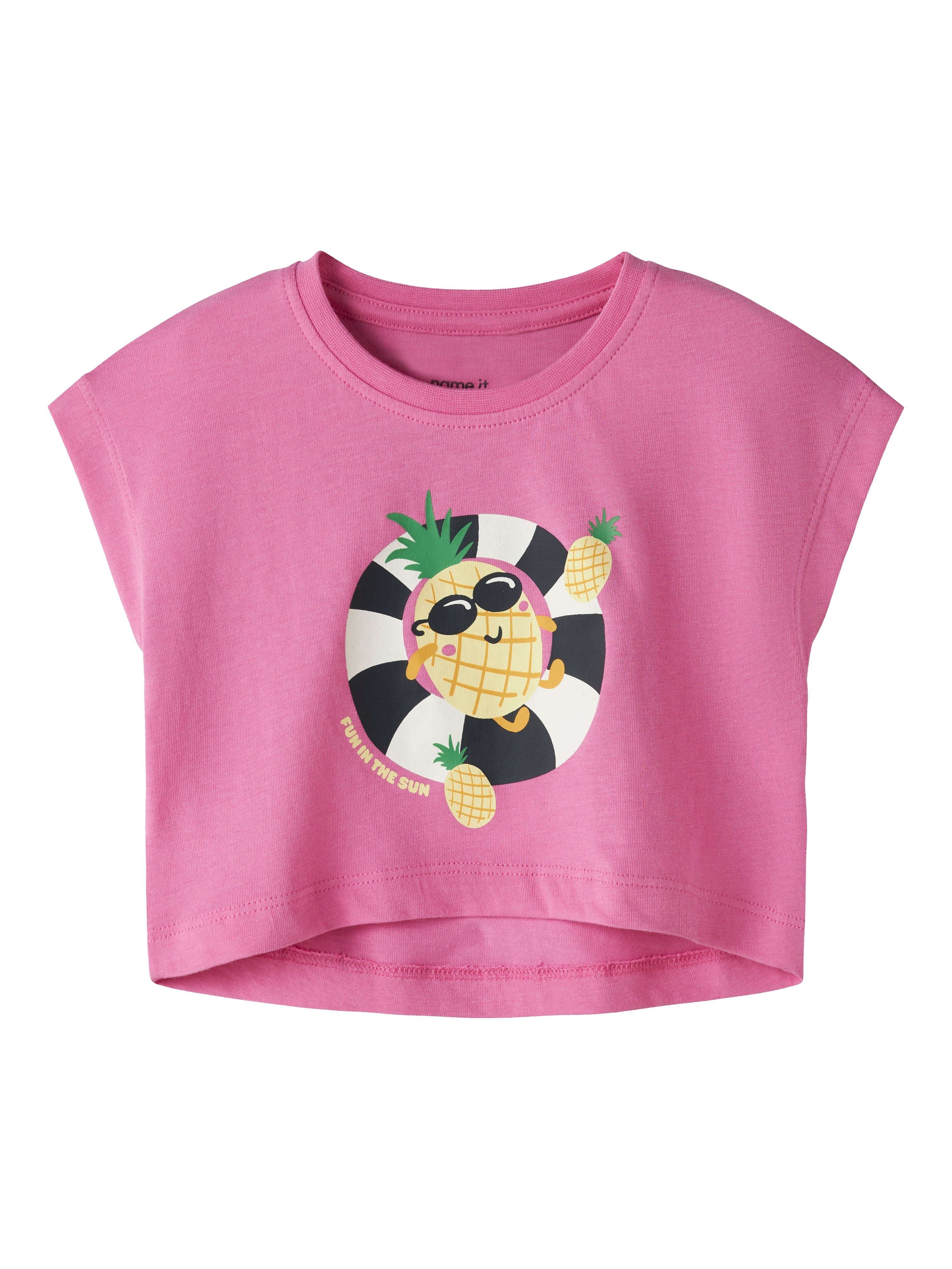 Camiseta Crop Piña Gafas Fucsia