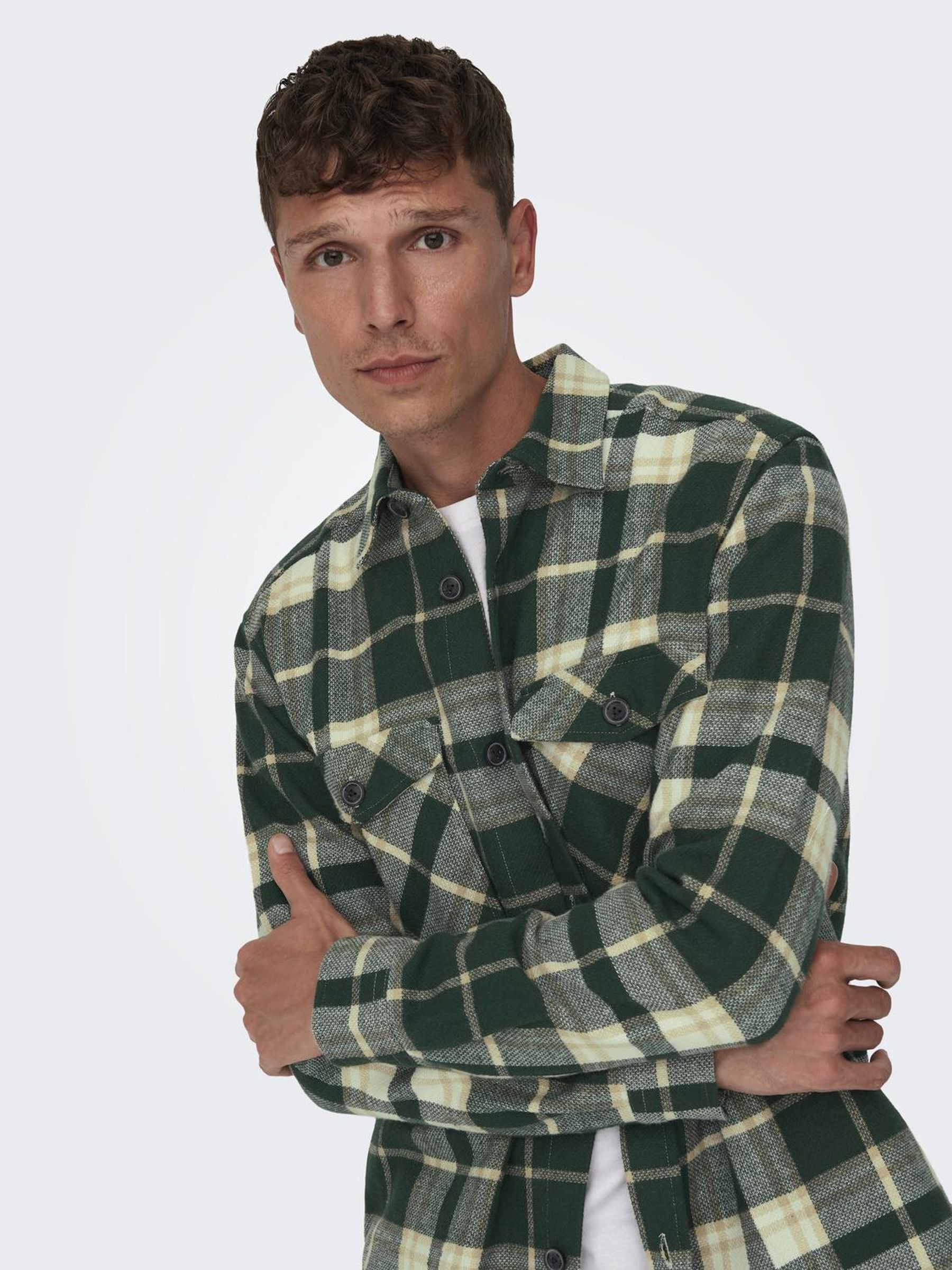 Blusas Casuales Sobrecamisa Cuadros Zara Sobre Camisa Verde Zara