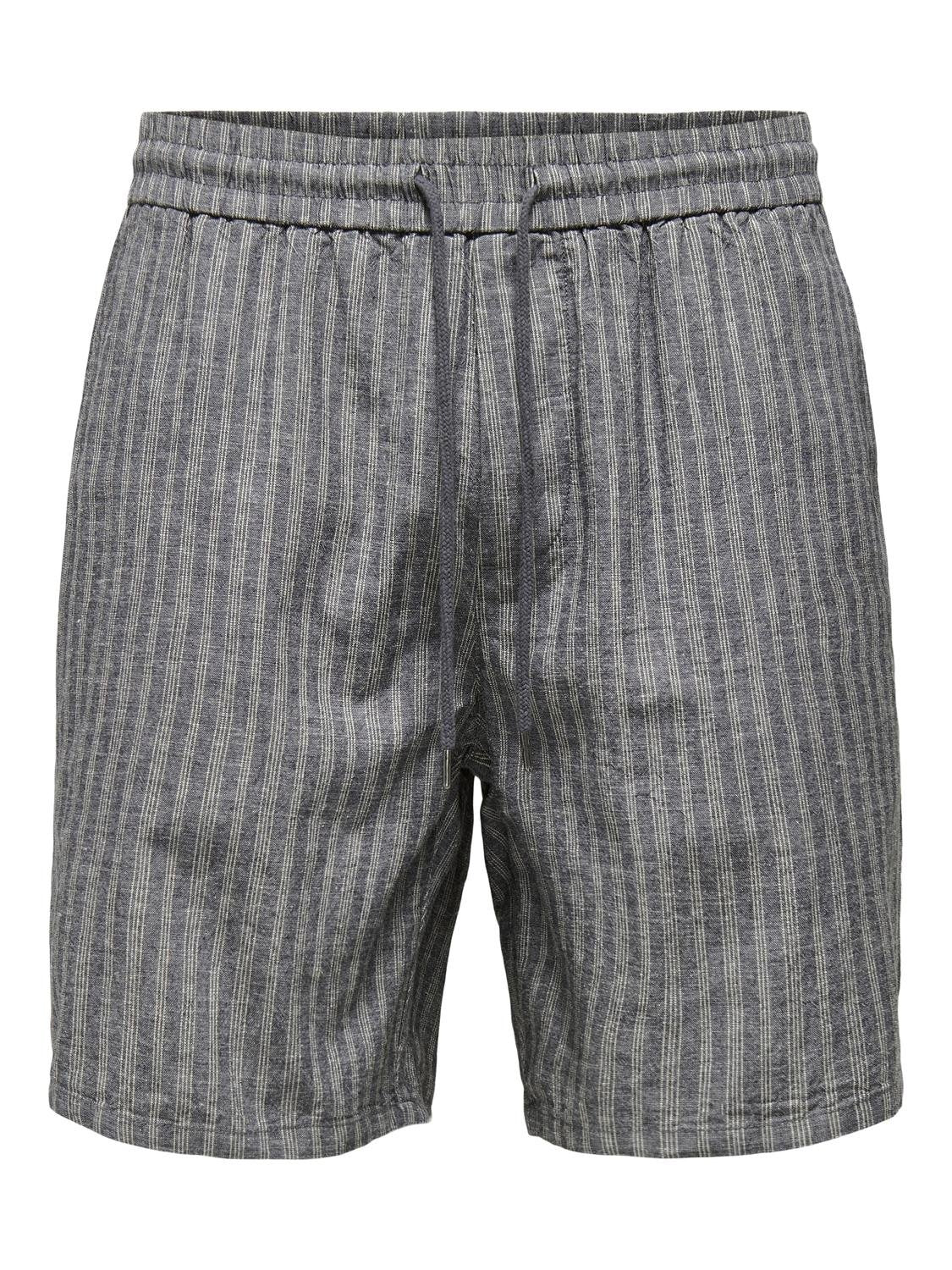 Bermuda Lino Gris Rayas