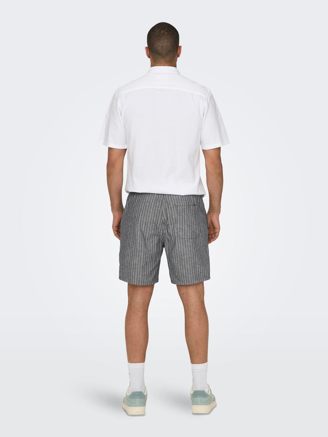 Bermuda Lino Gris Rayas