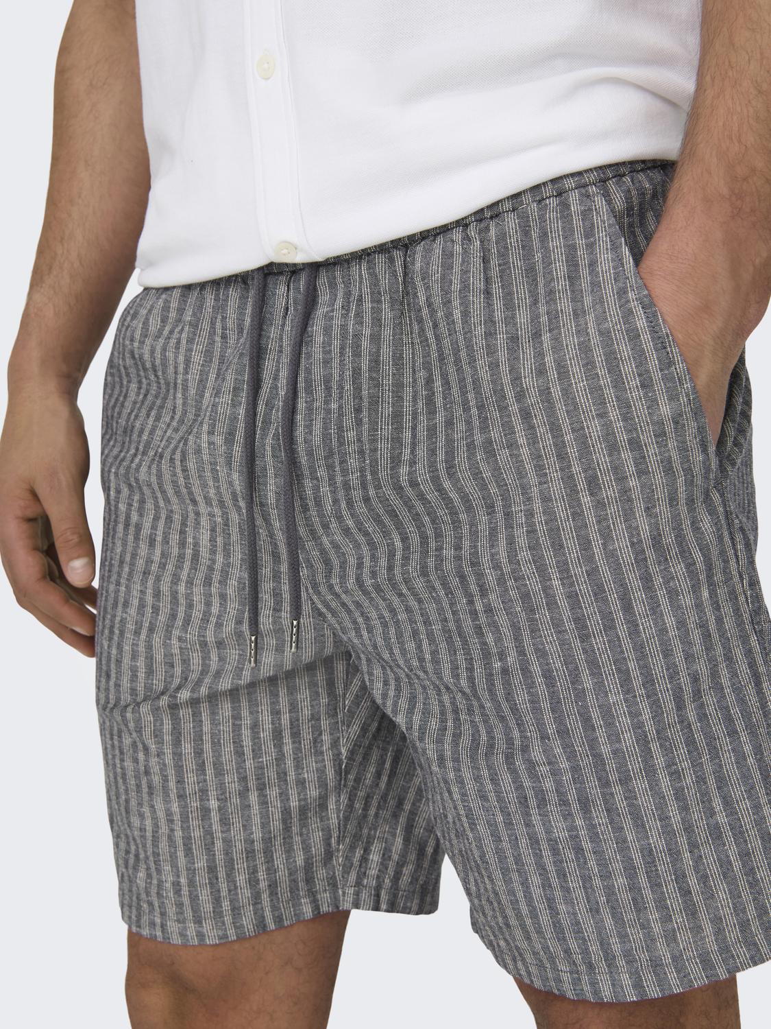 Bermuda Lino Gris Rayas