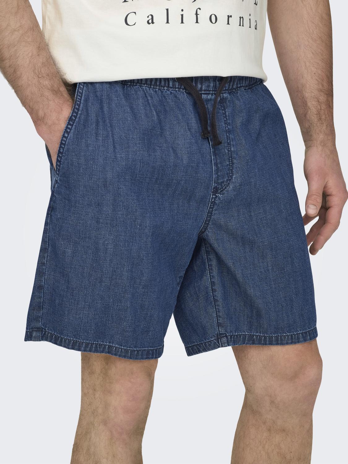 Short Medium Blue Denim