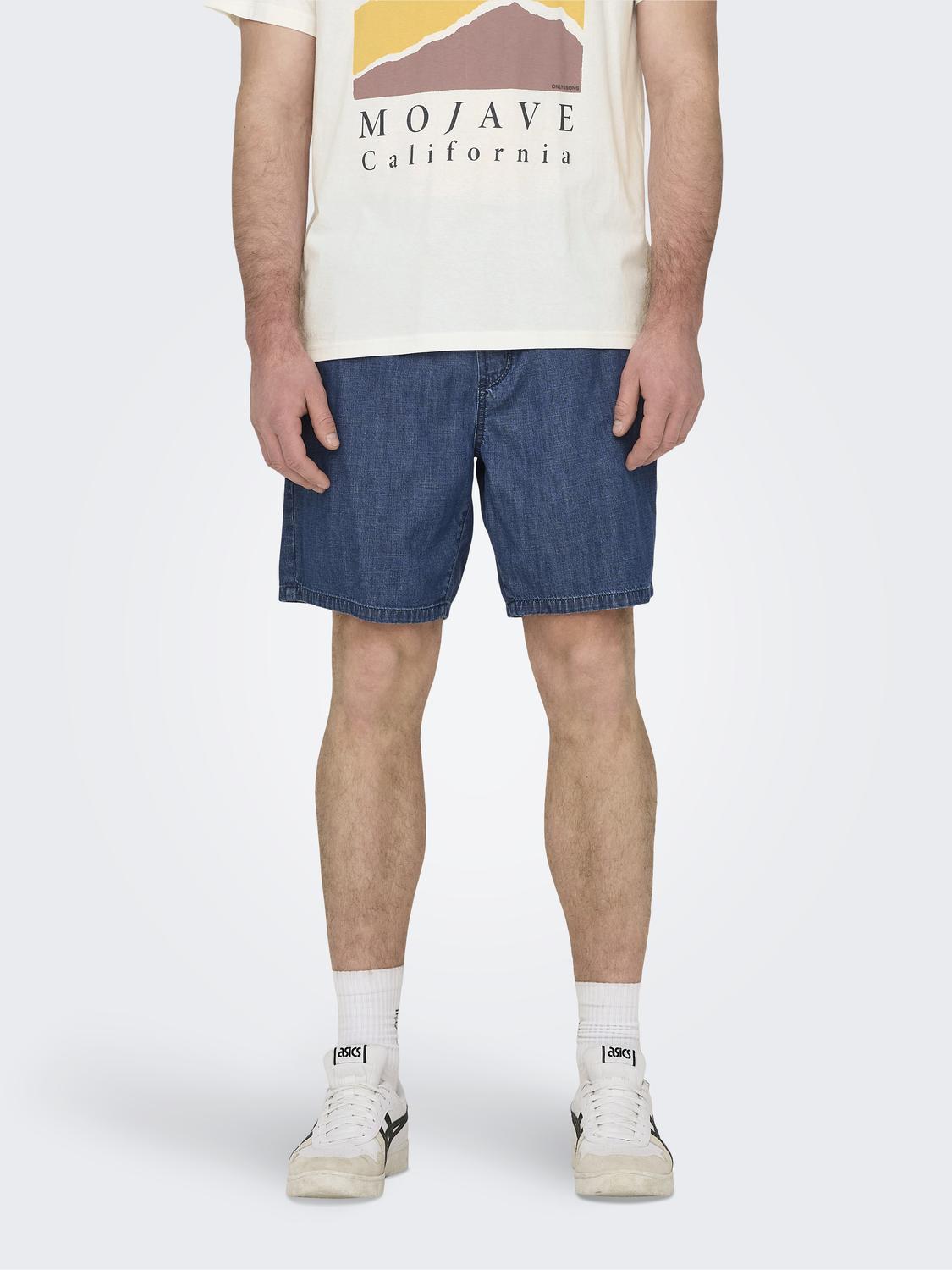 Short Medium Blue Denim