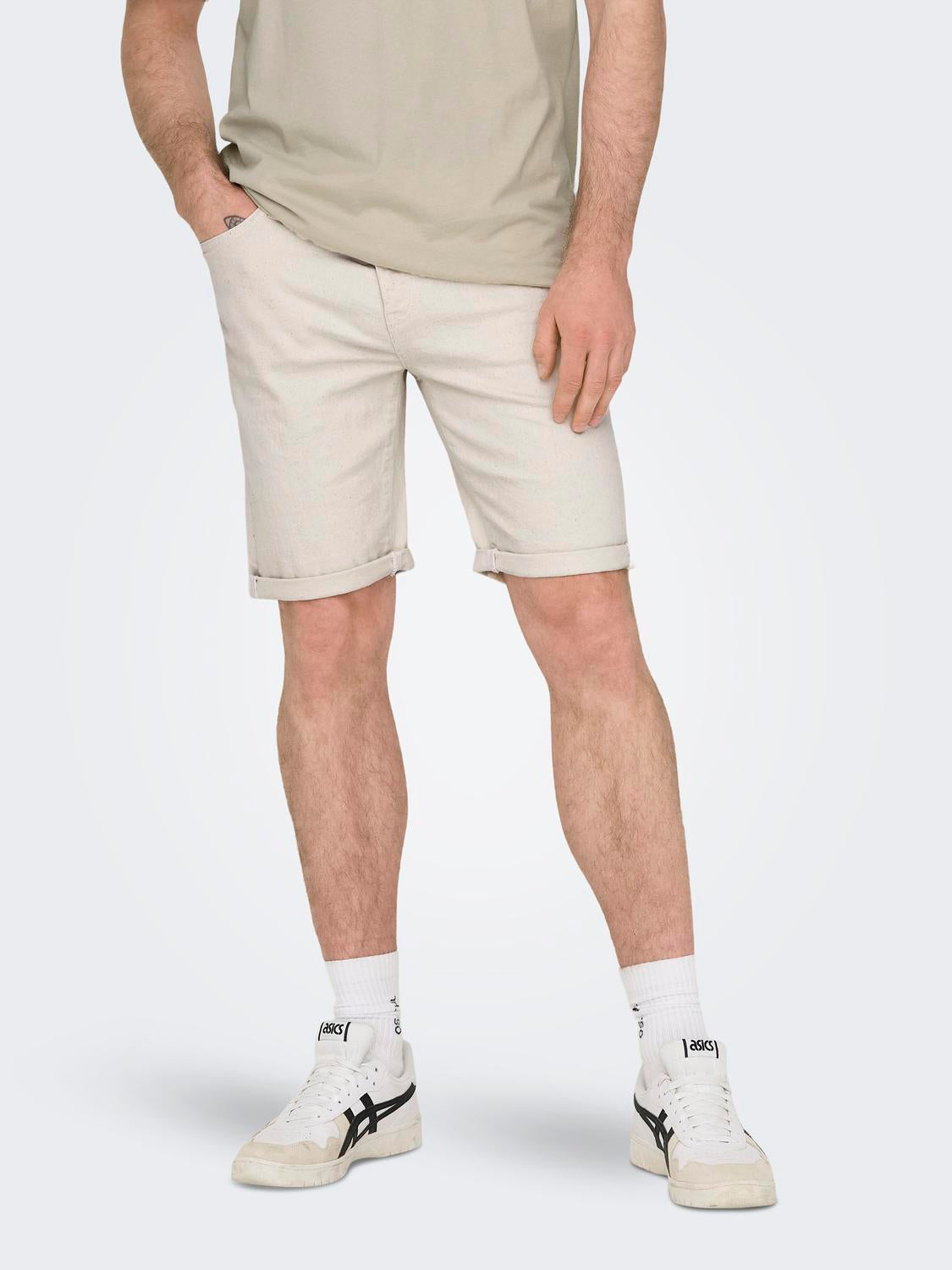 Pantalón Corto Ply Ecru
