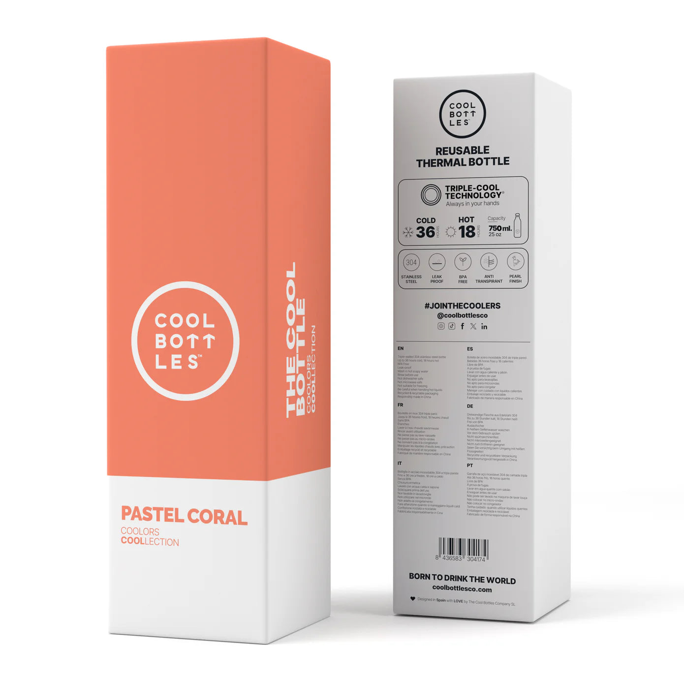 Botella Lisa 750ML Pastel Coral