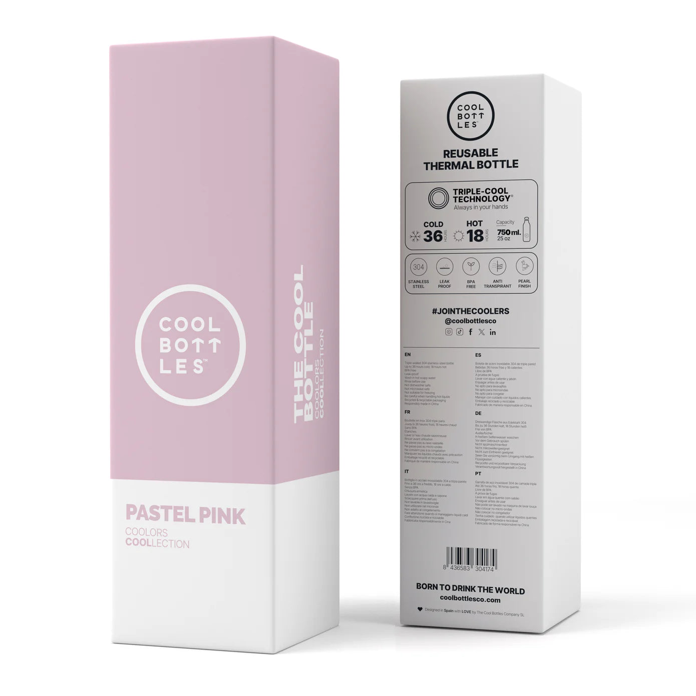 Botella Lisa 750ML Pastel Pink