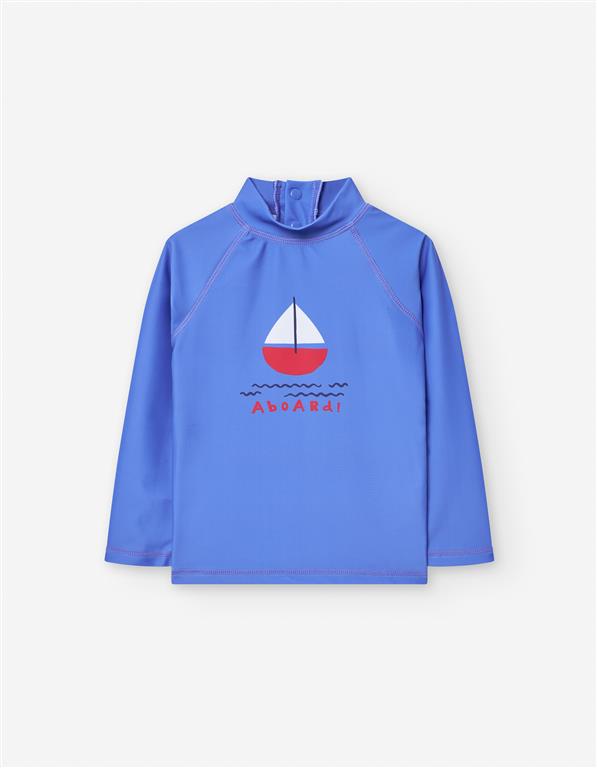 Camiseta De Baño Barco Azul Bebé