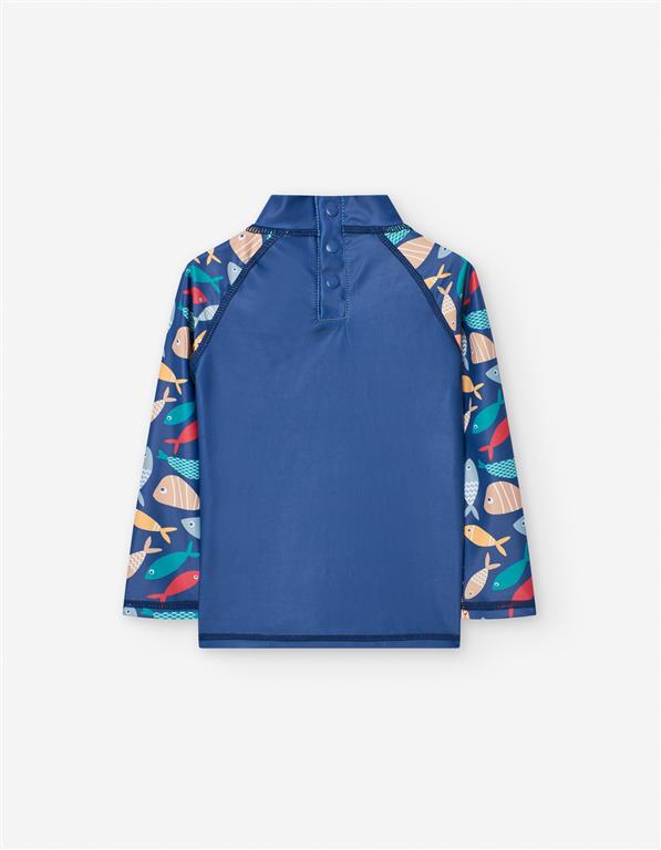 Camiseta De Baño Peces Azul Marino Bebé