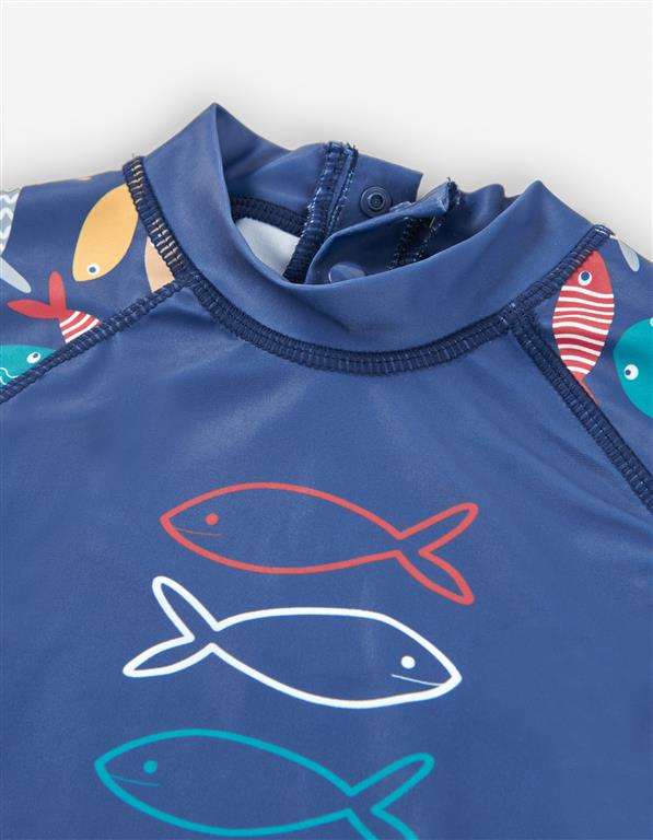 Camiseta De Baño Peces Azul Marino Bebé