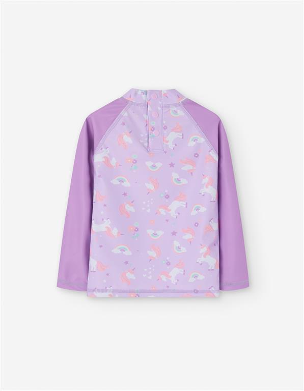 Camiseta De Baño Unicornio Lila Bebé