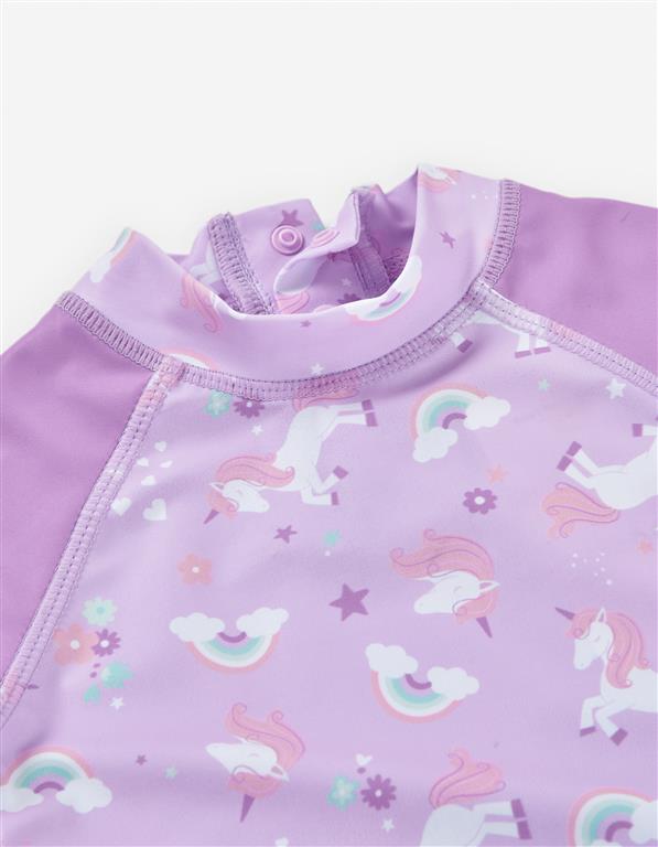 Camiseta De Baño Unicornio Lila Bebé