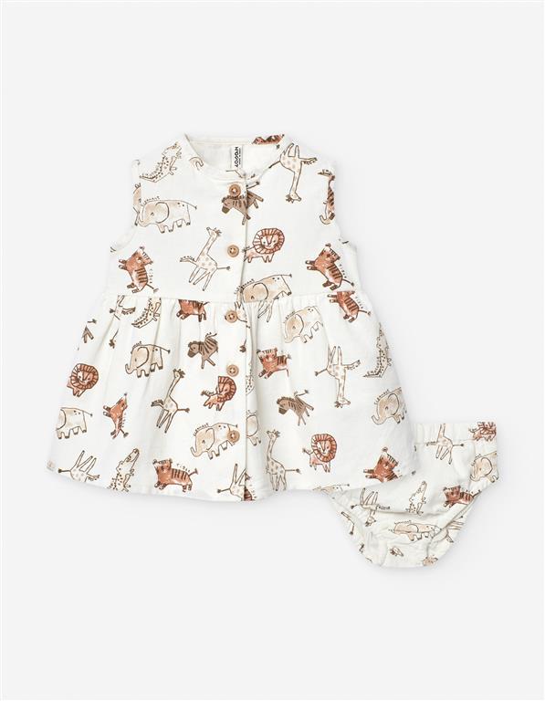Vestido+Braguita Animales Blanco Bebé