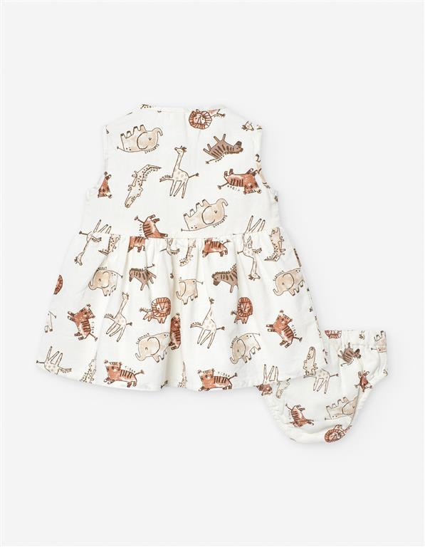 Vestido+Braguita Animales Blanco Bebé