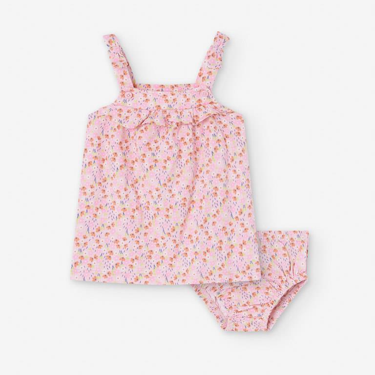 Vestido Floral Rosa + Braguita Bebé