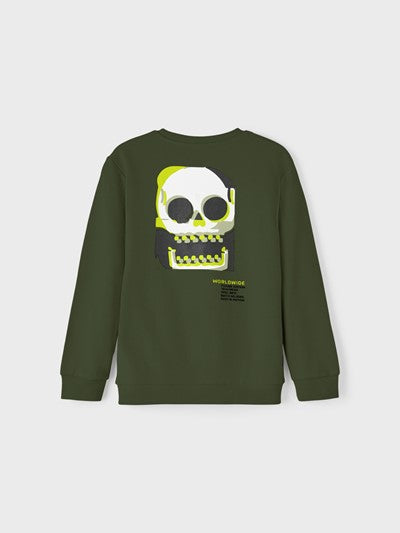 Sudadera Sin Capucha Calavera Verde