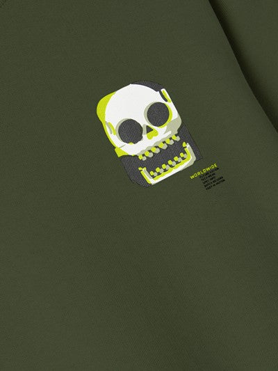 Sudadera Sin Capucha Calavera Verde