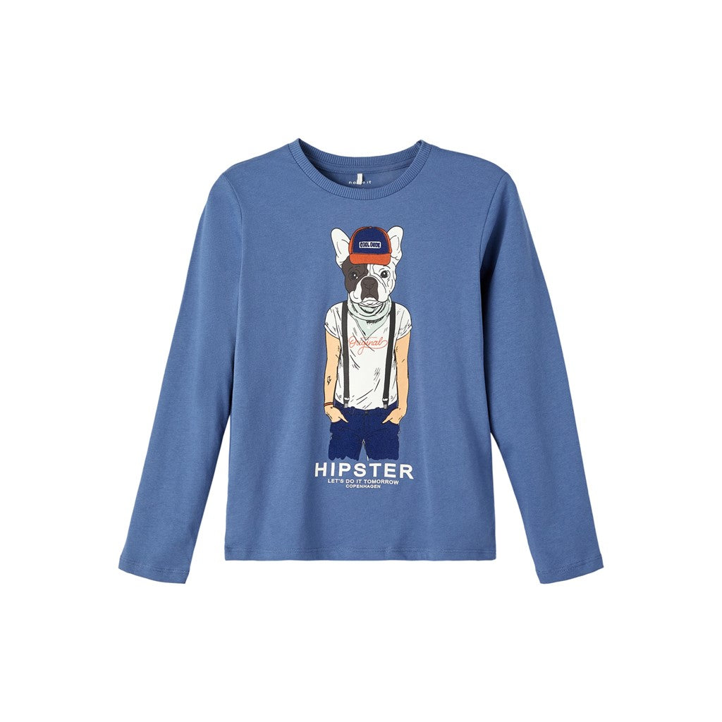 Camiseta Perro Hipster Azul