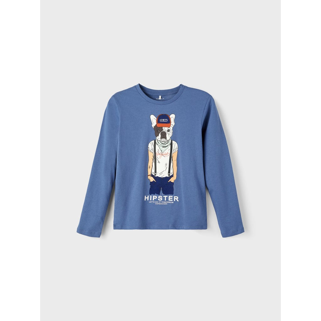 Camiseta Perro Hipster Azul