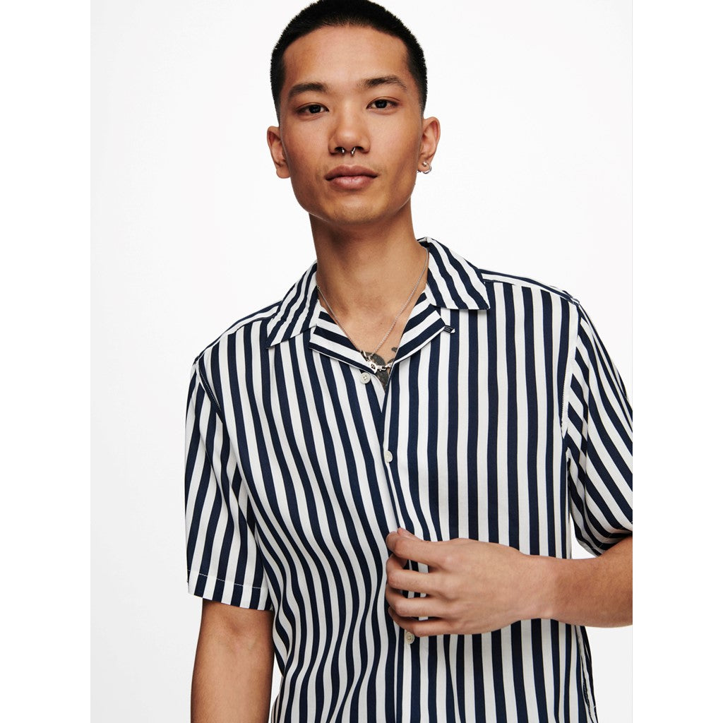 Camisa Rayas Azul Marino