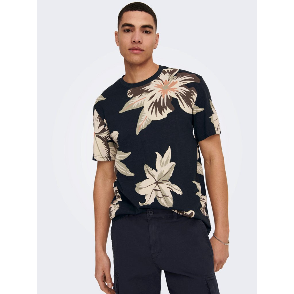 Camiseta Floral Negro