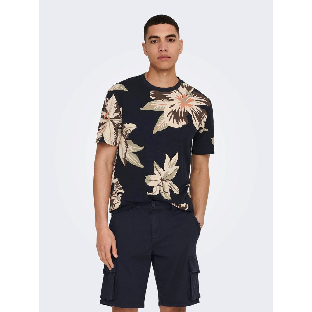 Camiseta Floral Negro