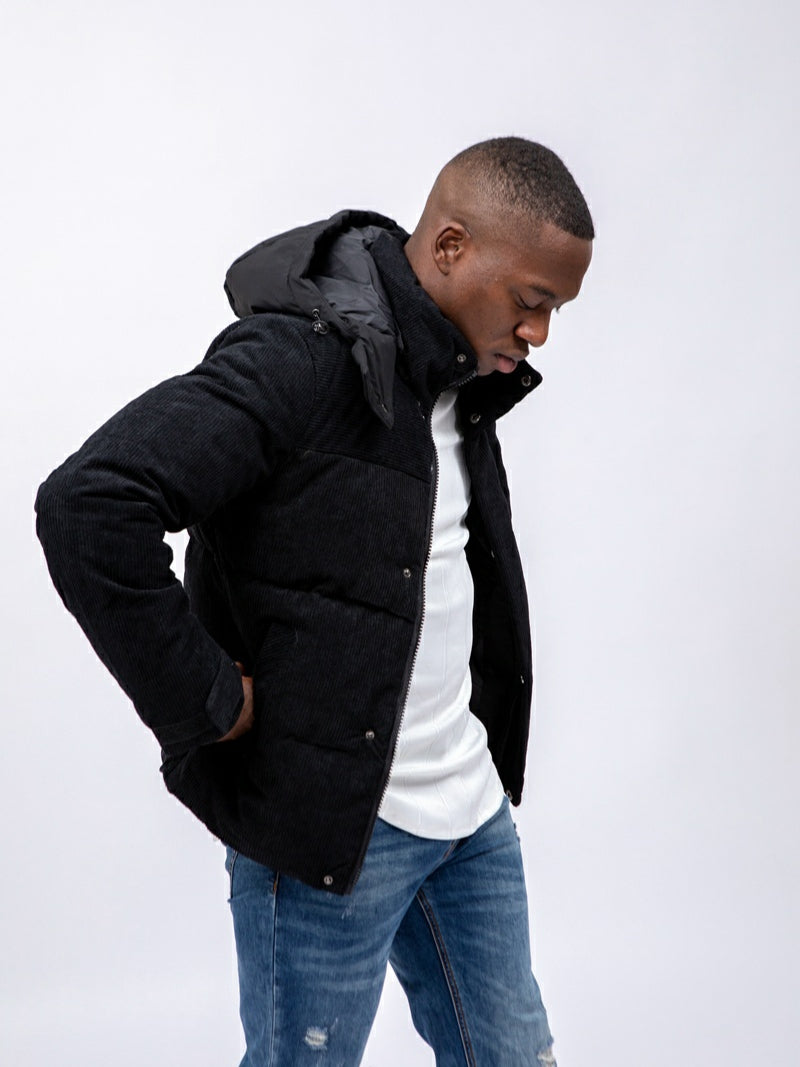 Chaqueta Acolchada Pana Negra