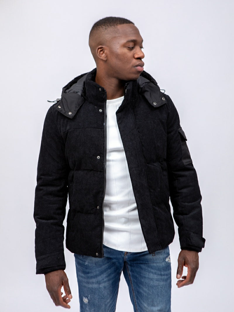 Chaqueta Acolchada Pana Negra